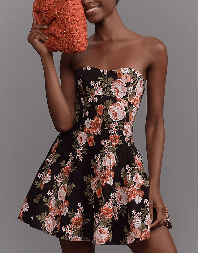 Strapless Flounce Mini Dress - Image 1