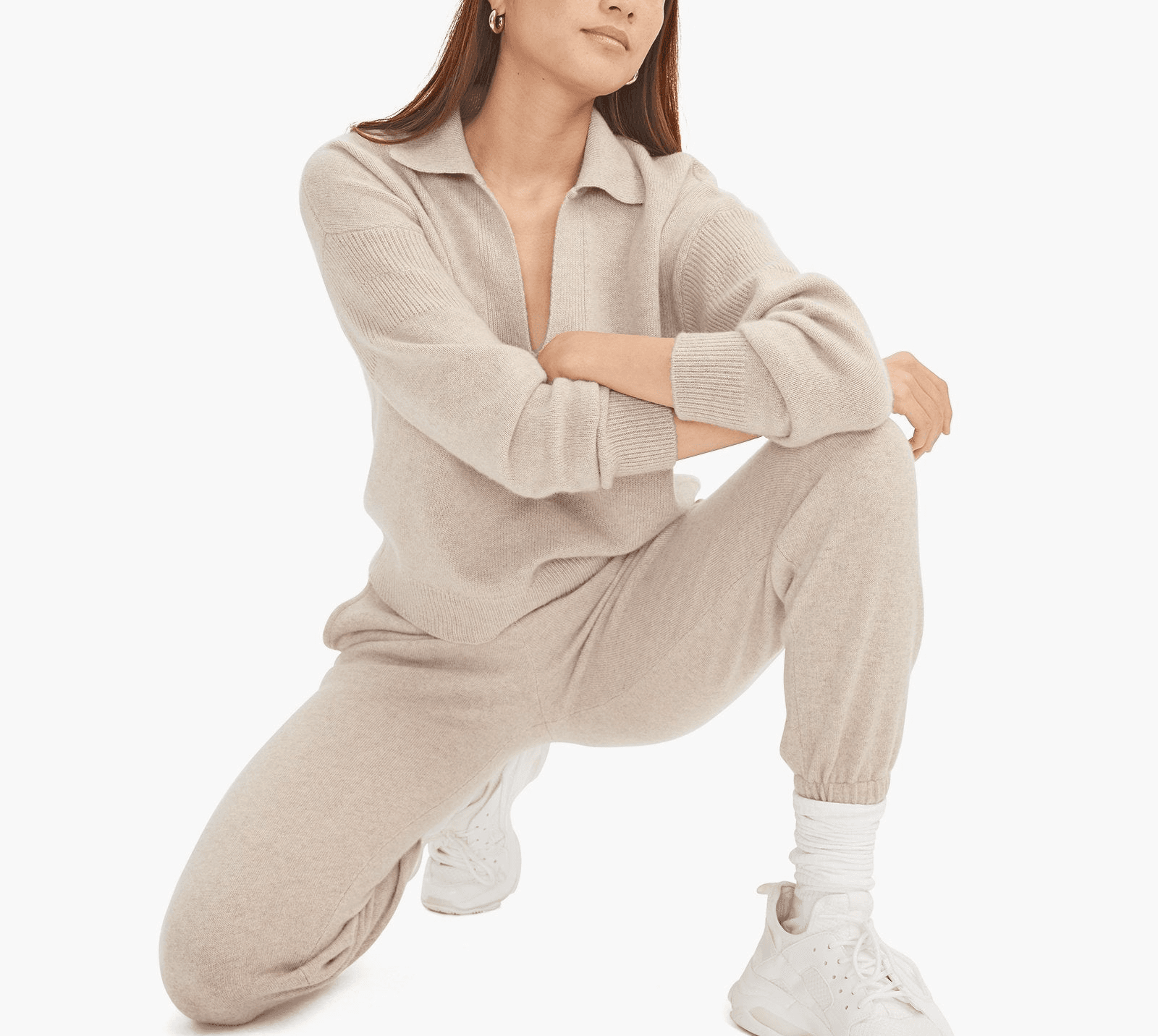 Recycled Cashmere Open Neck Polo - Image 1