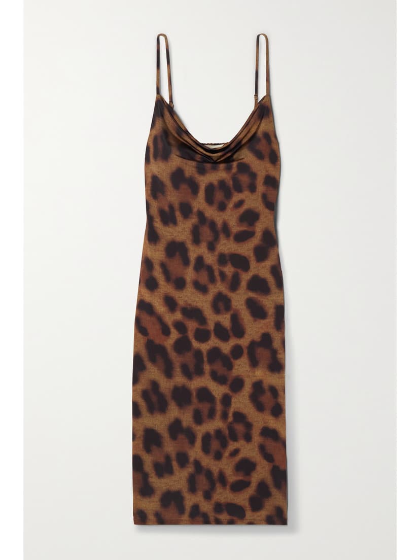 Tami Draped Leopard-Print Stretch-Jersey Midi Dress - Image 1