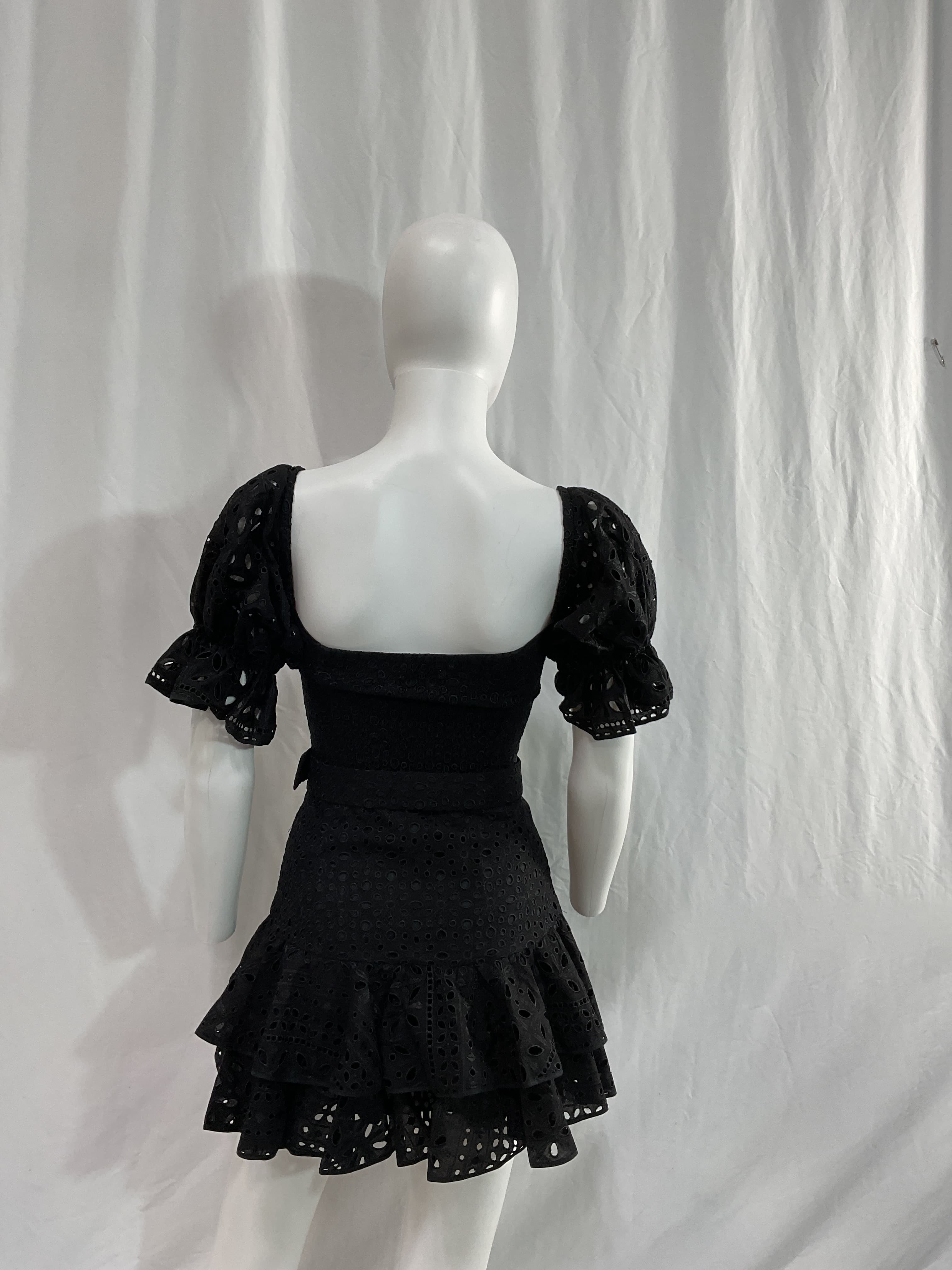 Jean Off-The-Shoulder Belted Broderie Anglaise Cotton-Blend Mini Dress - Image 2