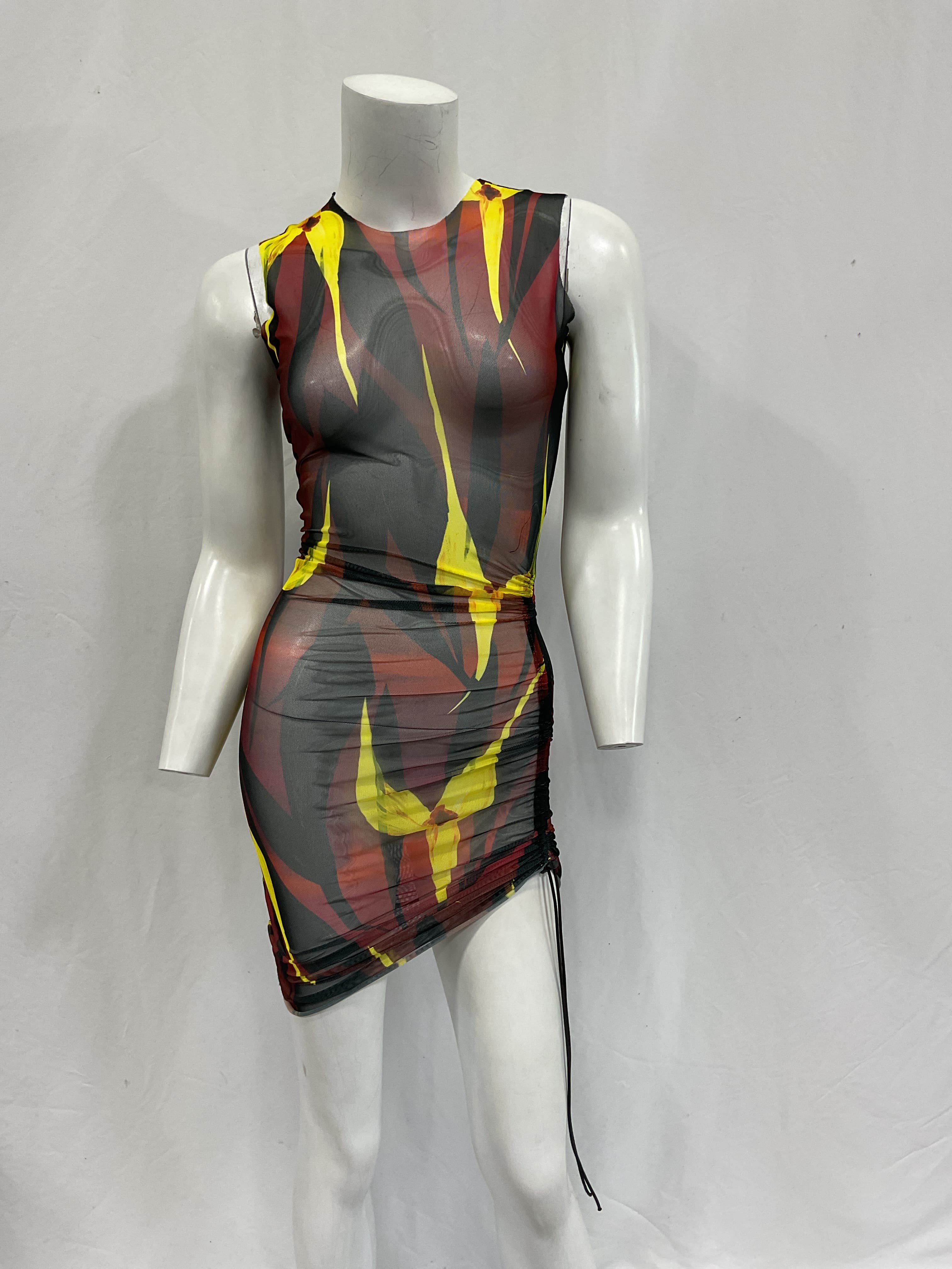 Heatwave Ruched Floral-Print Stretch-Mesh Mini Dress - Image 3