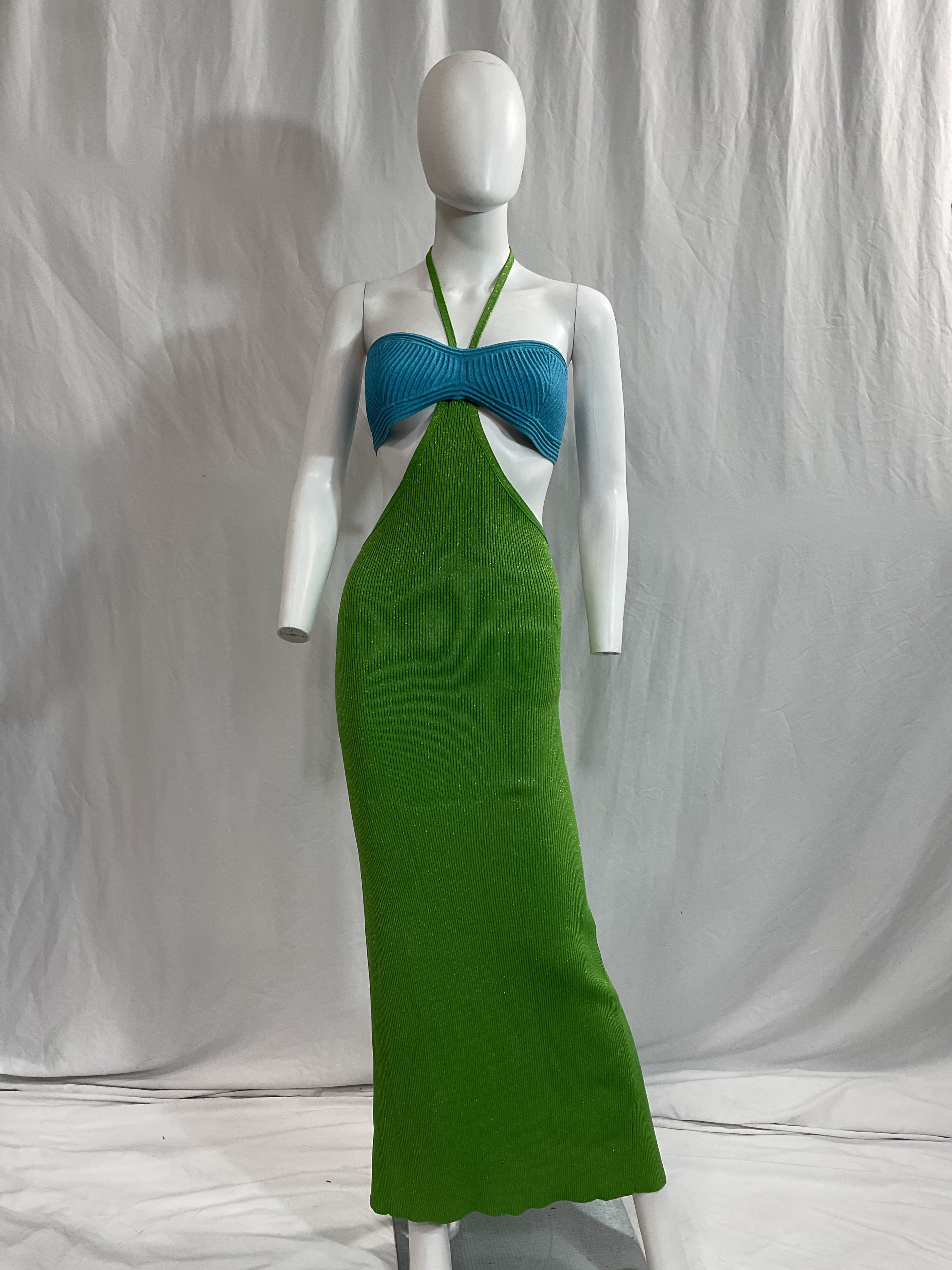 Eloisa Dress In Green & Blue - Image 2