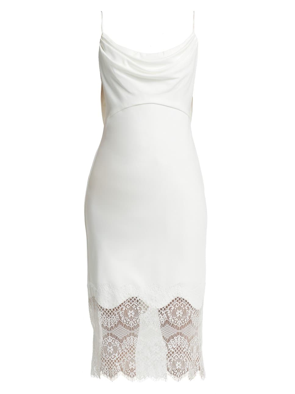Draped Lace-Trimmed Midi-Dress - Image 1