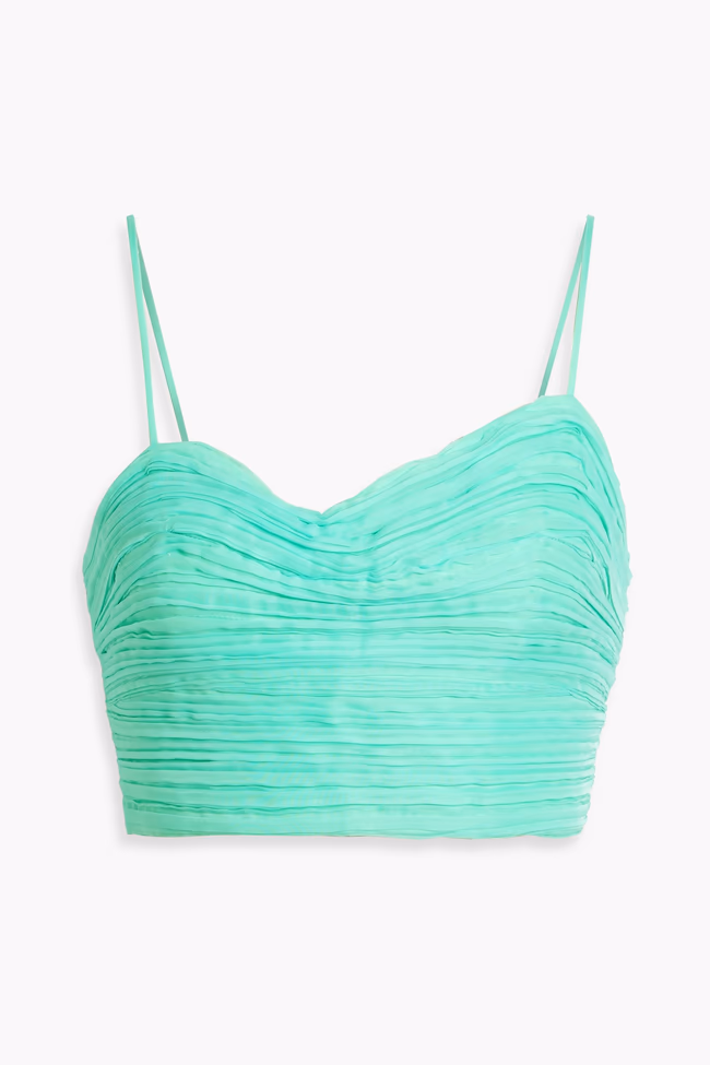 Laurier Wave Cropped Pliss-Organza Top - Image 1
