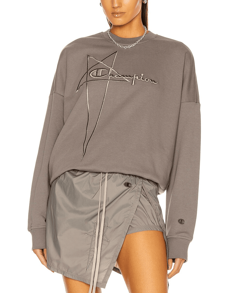 Rick Owens X Champion Pullover Sweatshirt In Dust - Image 1