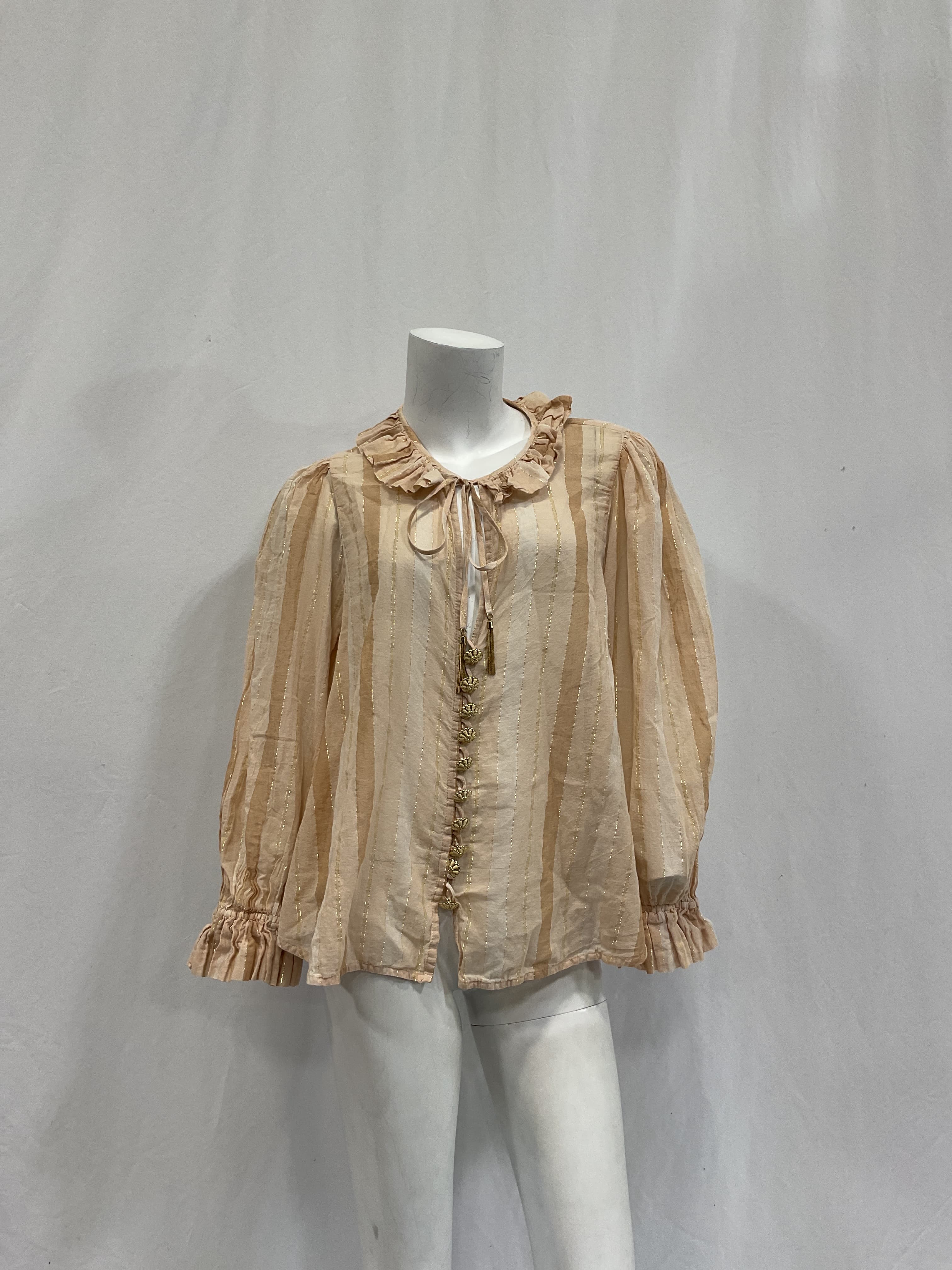 Striped Metallic Cotton-Blend Jacquard Blouse - Image 3