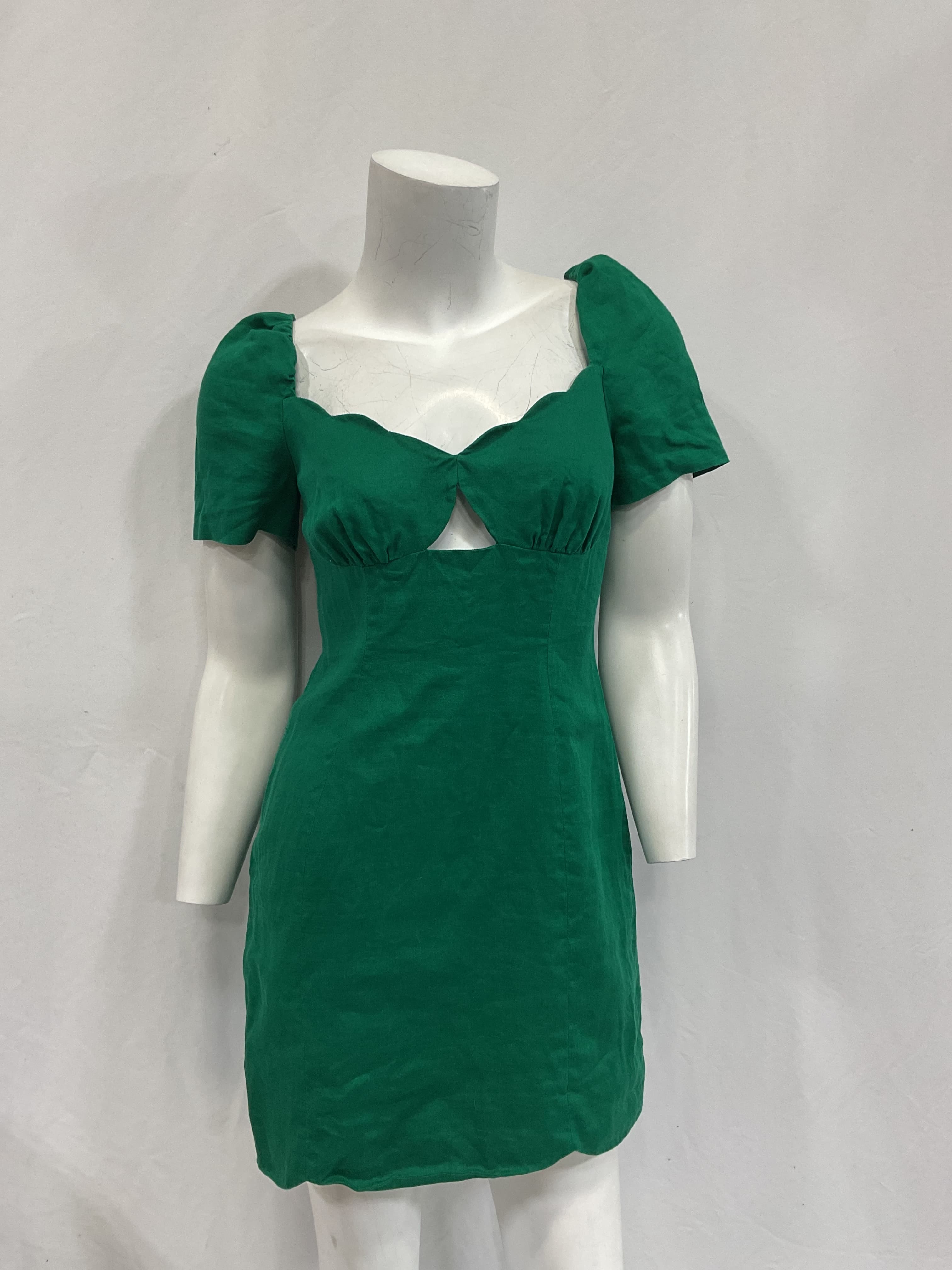 Halle Scallop-Neck Cutout Linen Mini Dress - Image 2