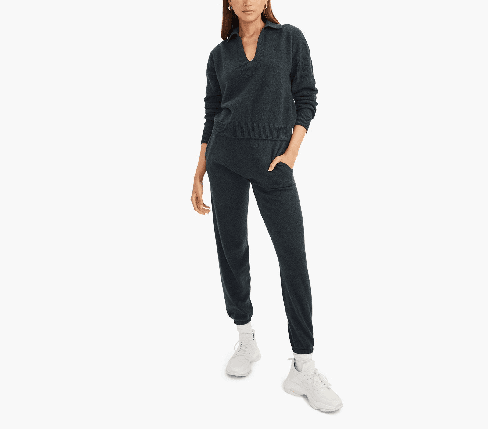 Recycled Cashmere Open Neck Polo - Image 1