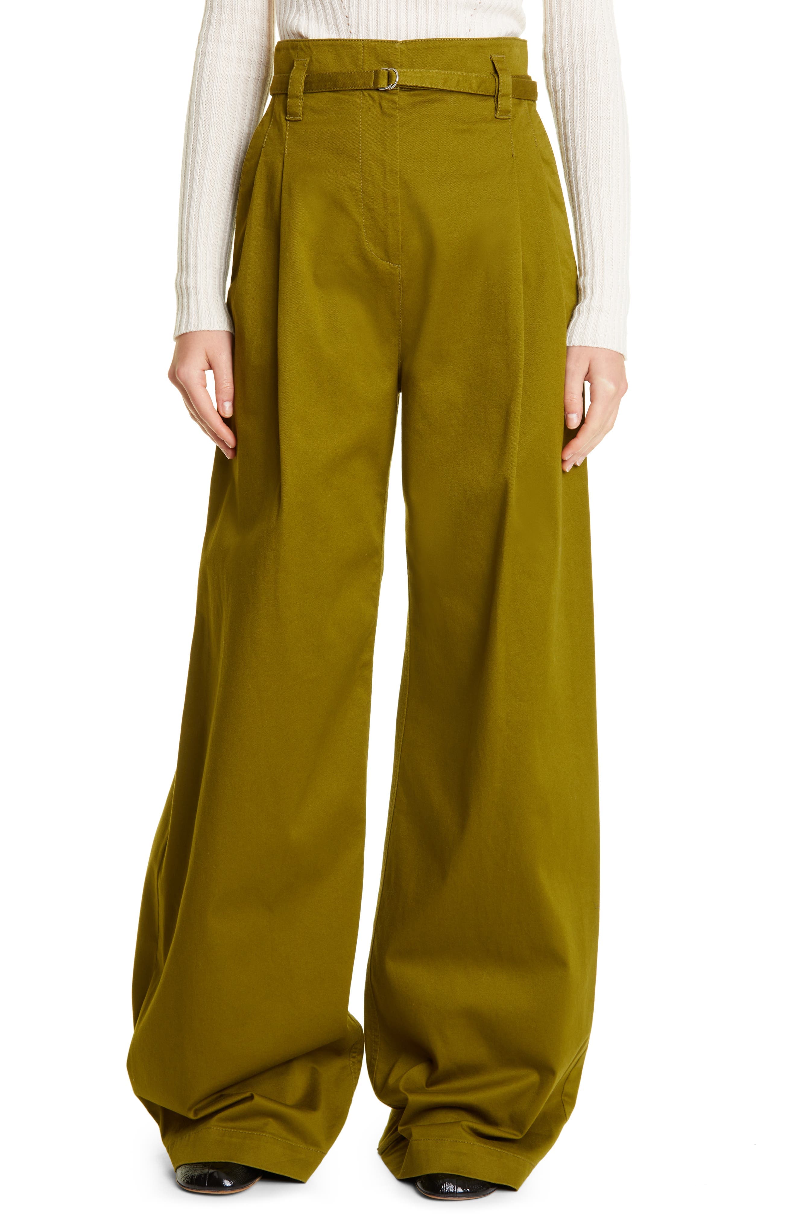 White Label Belted High Waist Twill Wide Leg Pants - Image 1