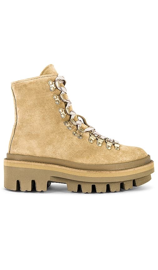 Wanda Shearling Bootie In Sand Brown - Image 1