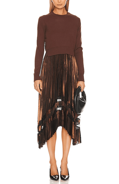 Nadia Foil Dress In Pale Cacao - Image 1