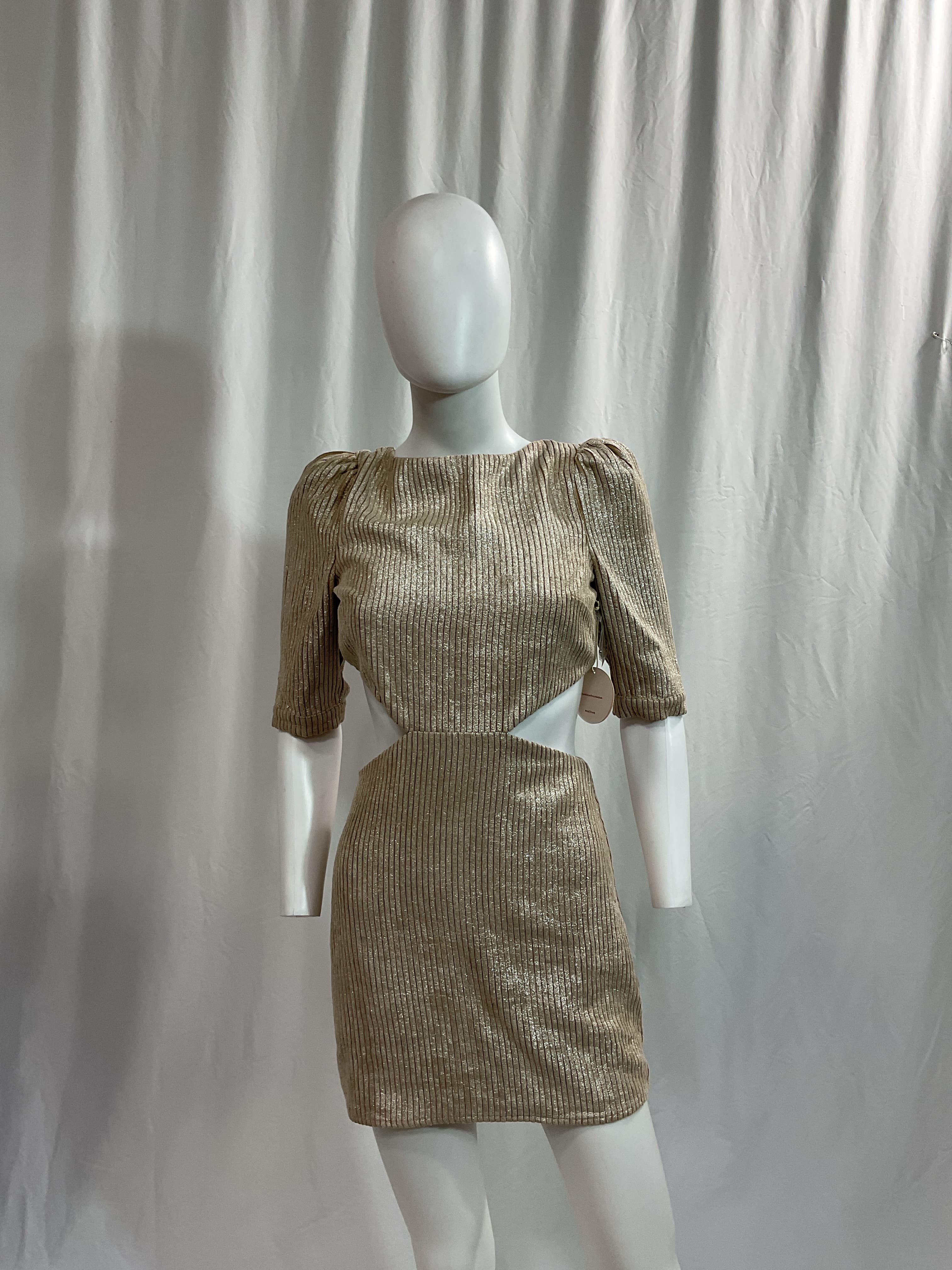 Bail Mini Dress In Metallic Nude - Image 2