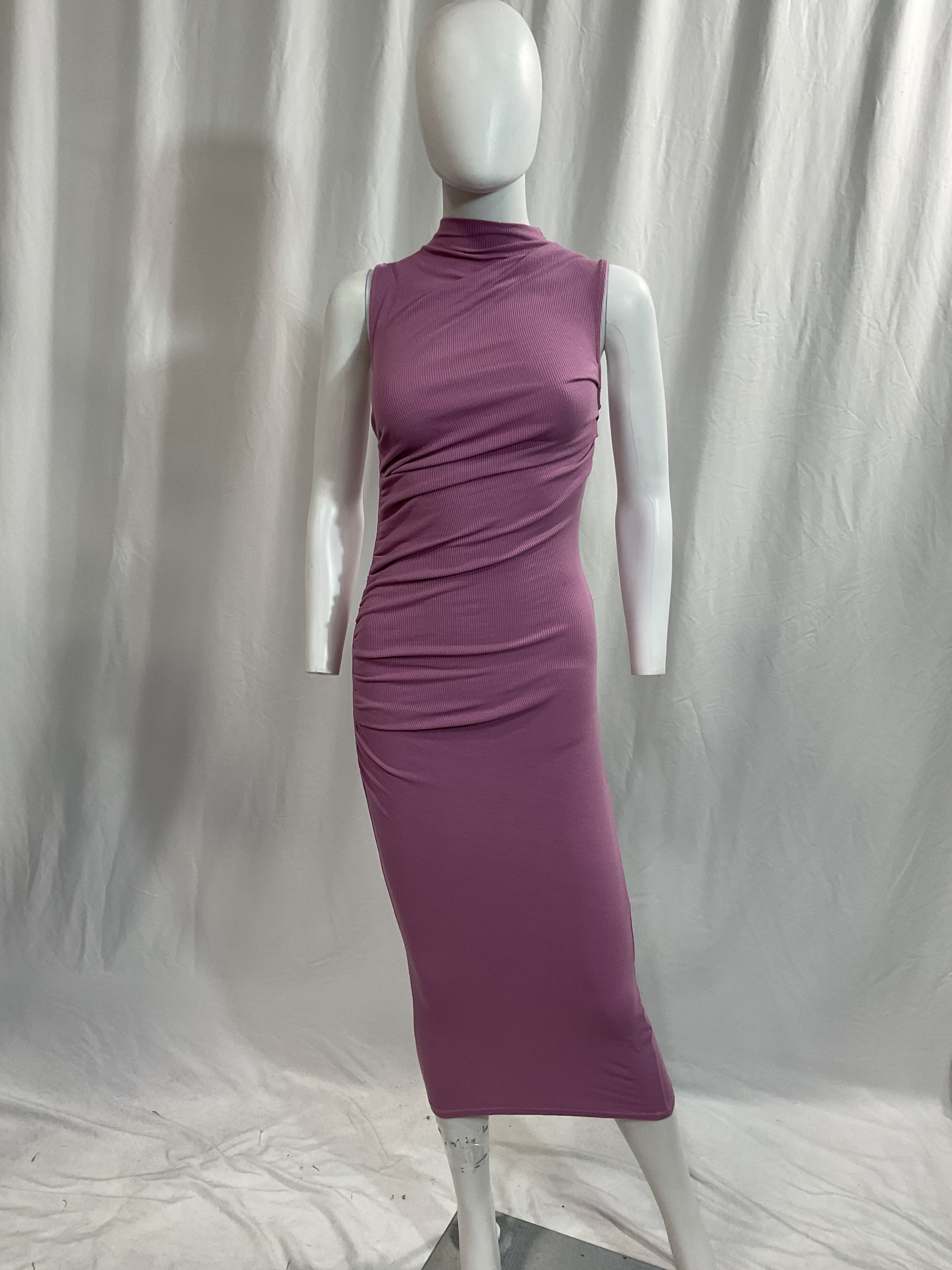 Silk Knit Sleeveless Twist Midi Dress In Orchid Flower - Image 2