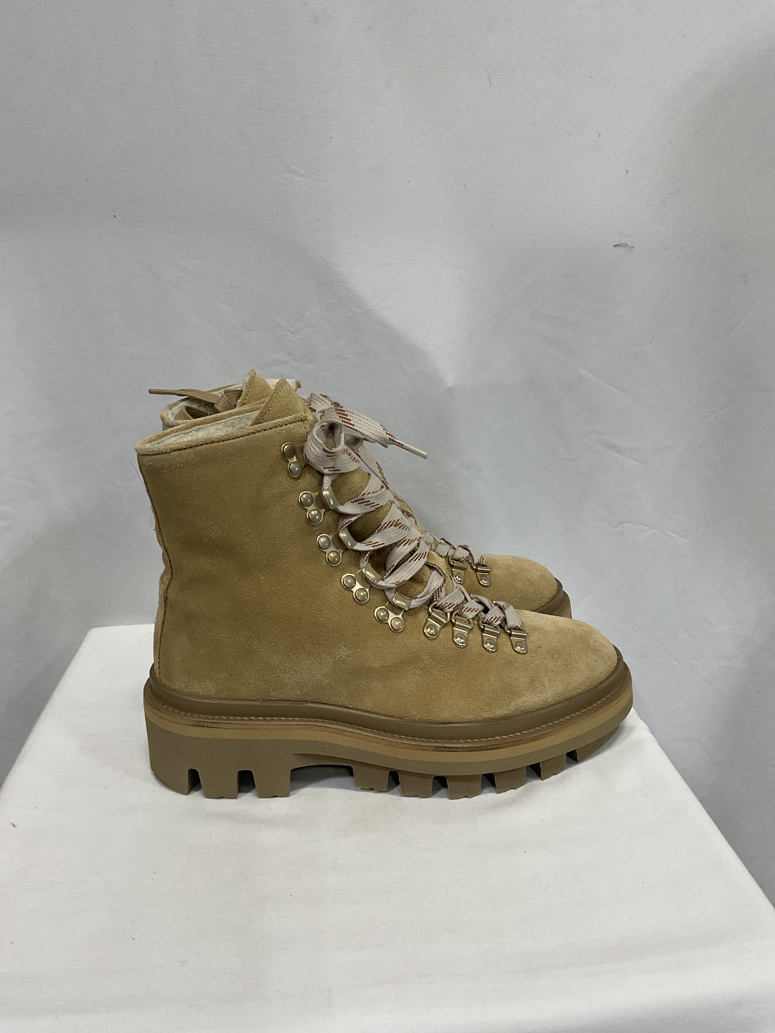 Wanda Shearling Bootie In Sand Brown - Image 3