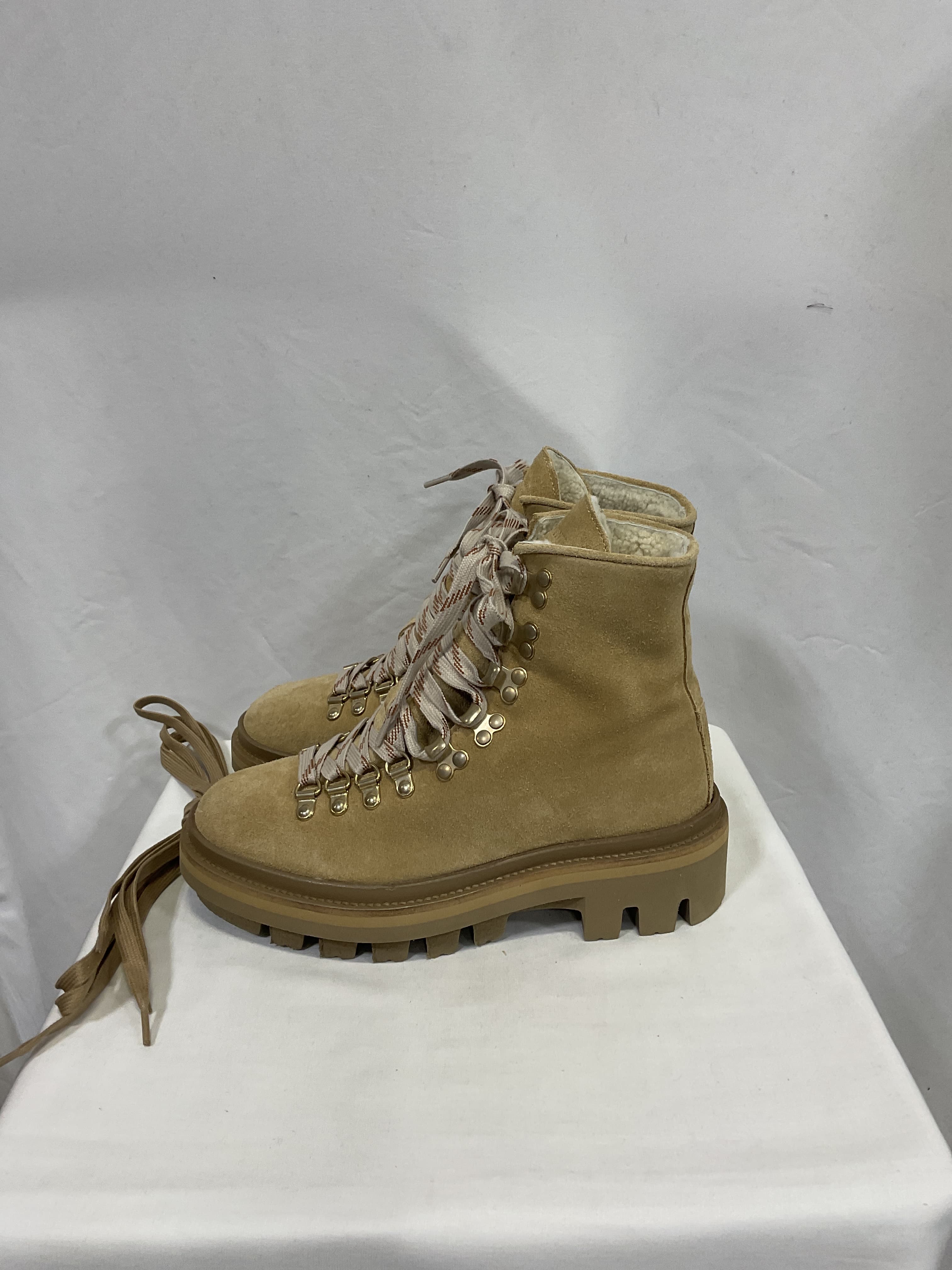Wanda Shearling Bootie In Sand Brown - Image 4