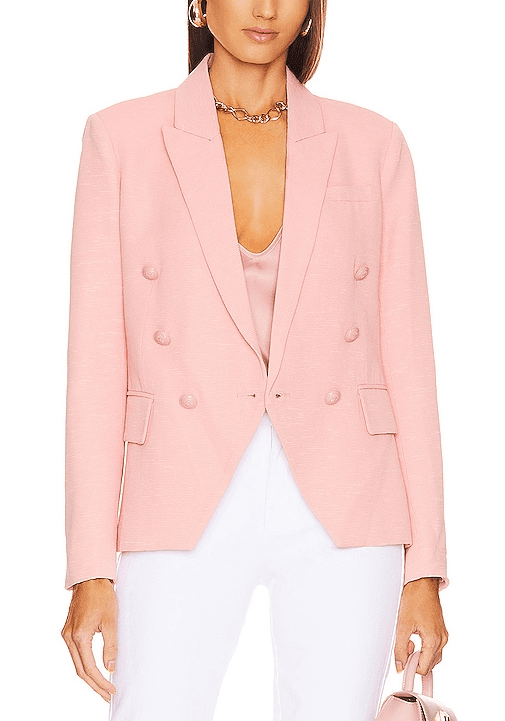 Kenzie Double Breasted Blazer In Rose Tan & Tropical - Image 1