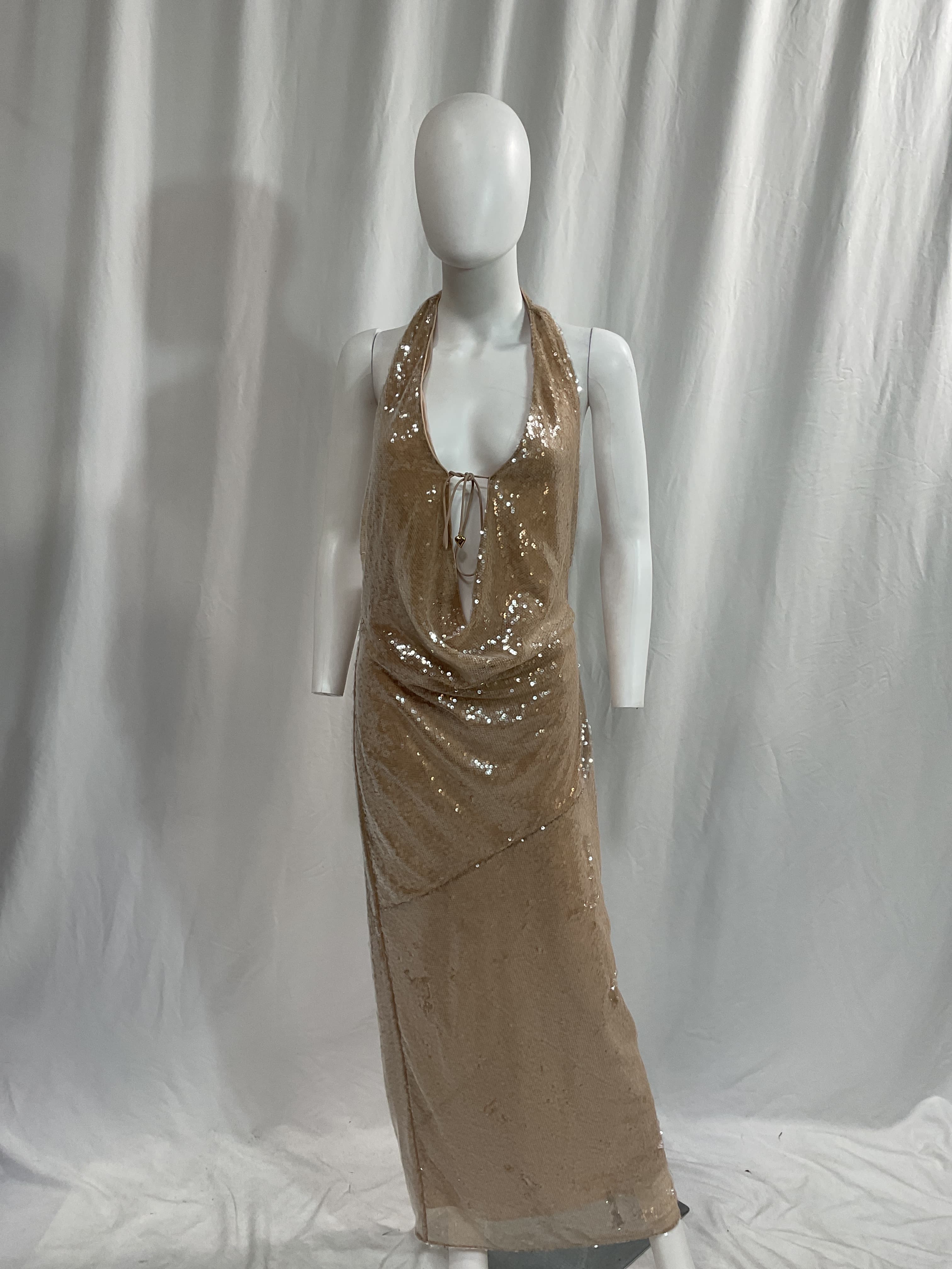 Stevie Sequin Midi Dress In Nude Neutral - Image 3