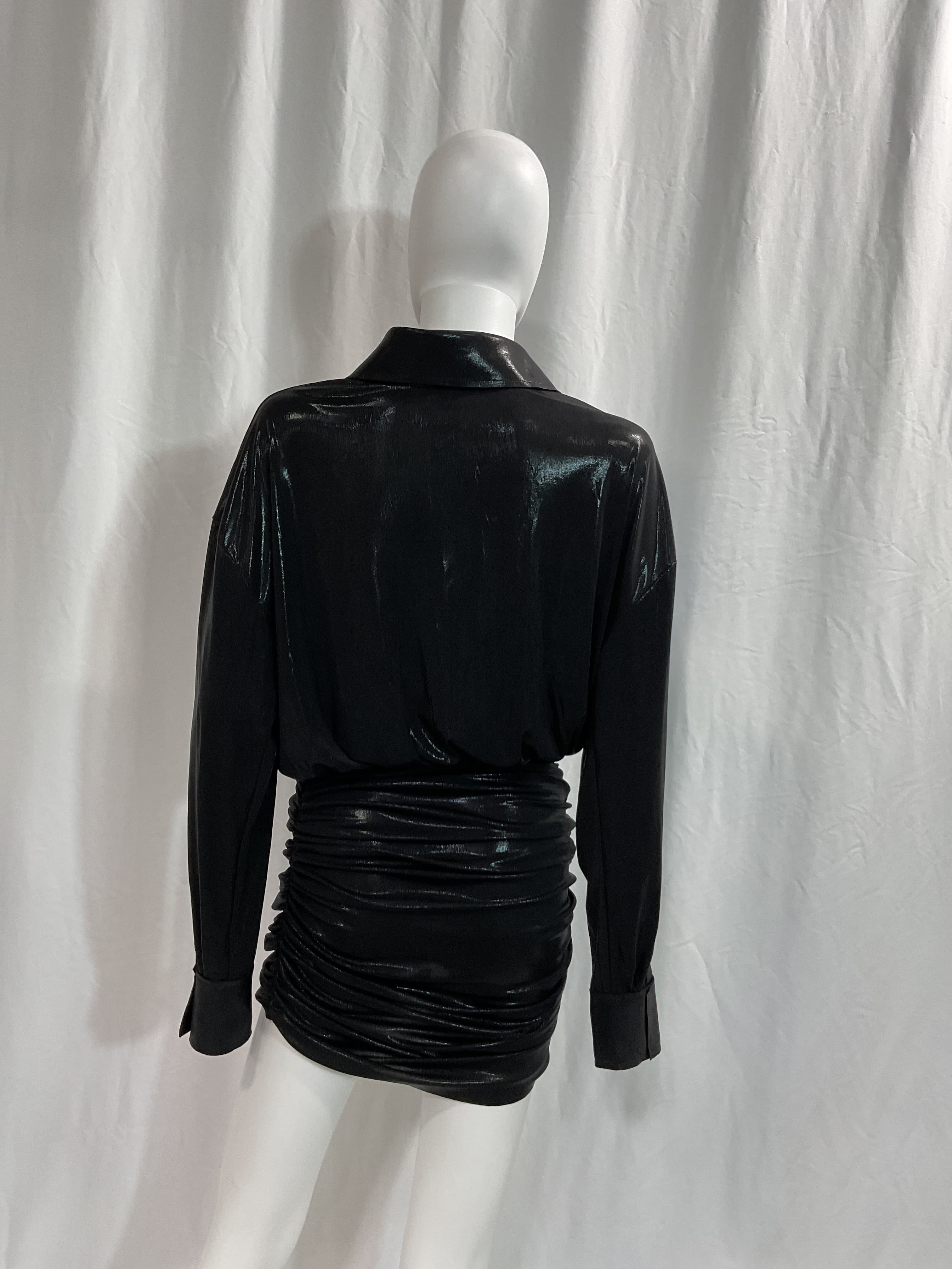 Boyfriend Shirred Shirt Dress In Black - Image 2