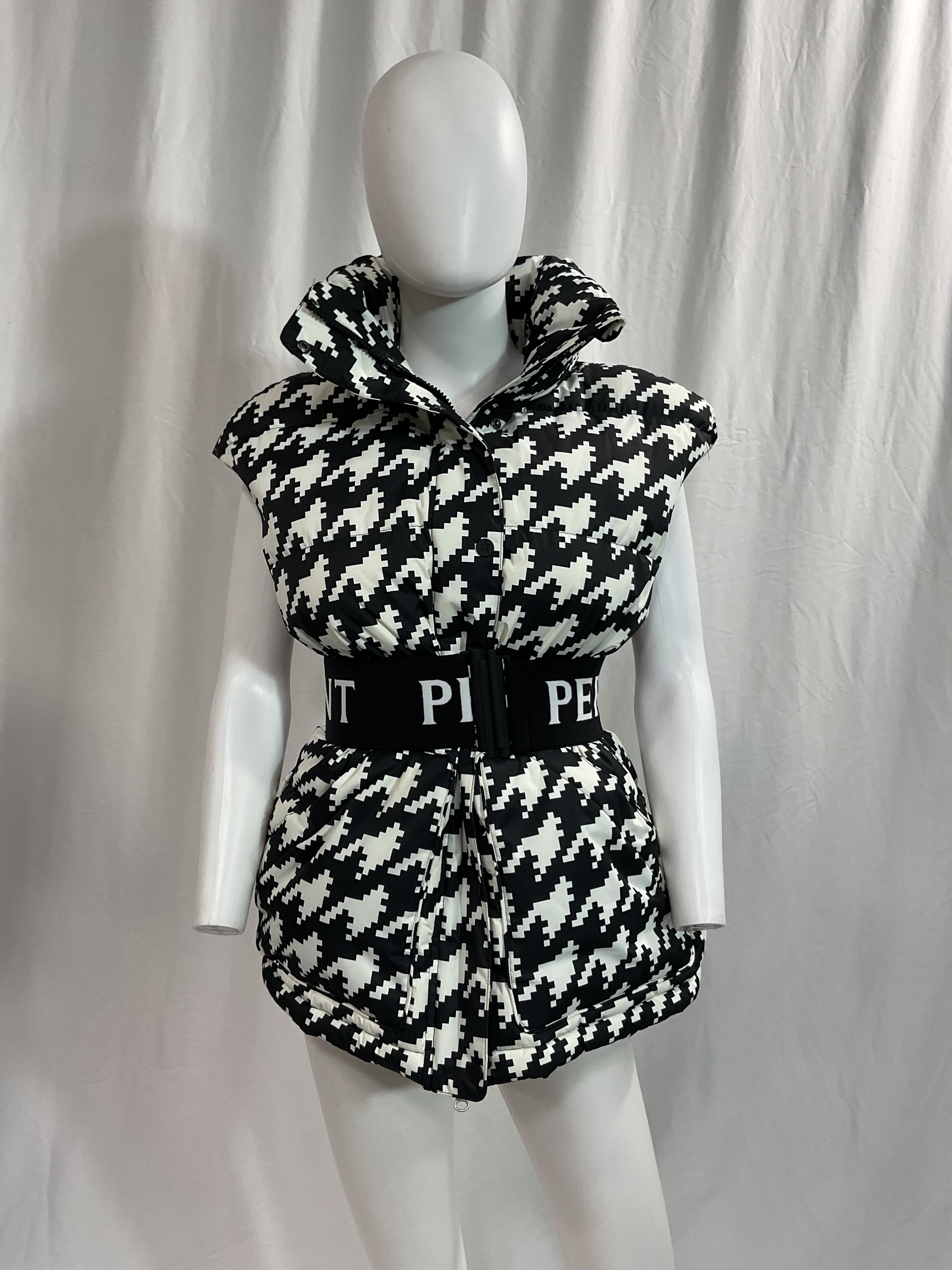 Oversized Vest Ii In Black & Snow White Houndstooth - Image 2