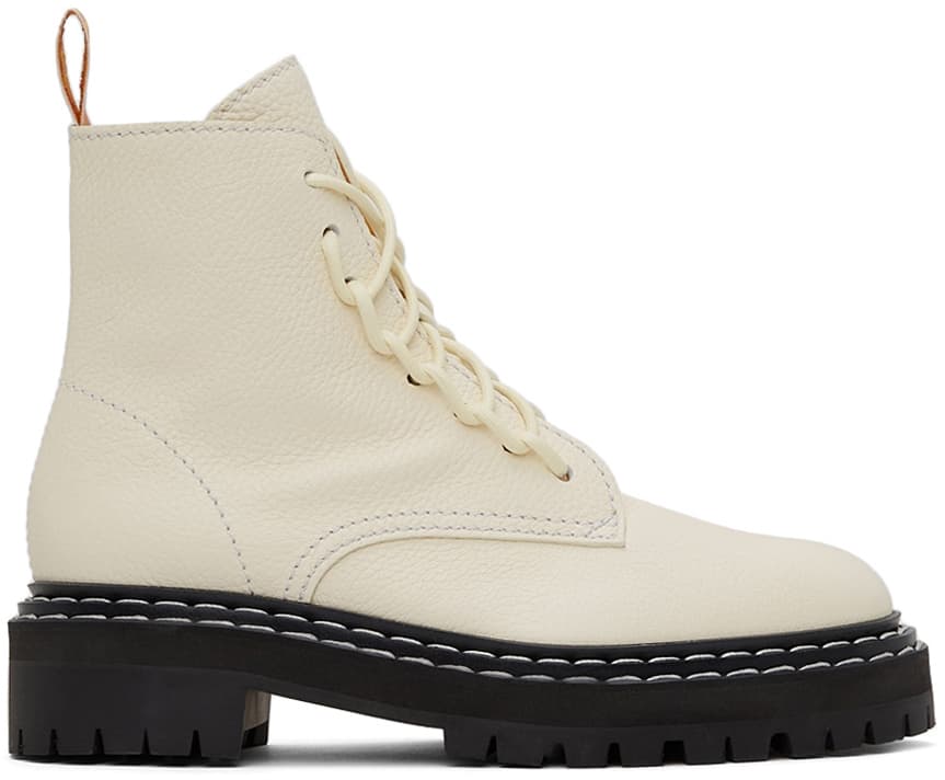 White Lace-Up Boots - Image 1