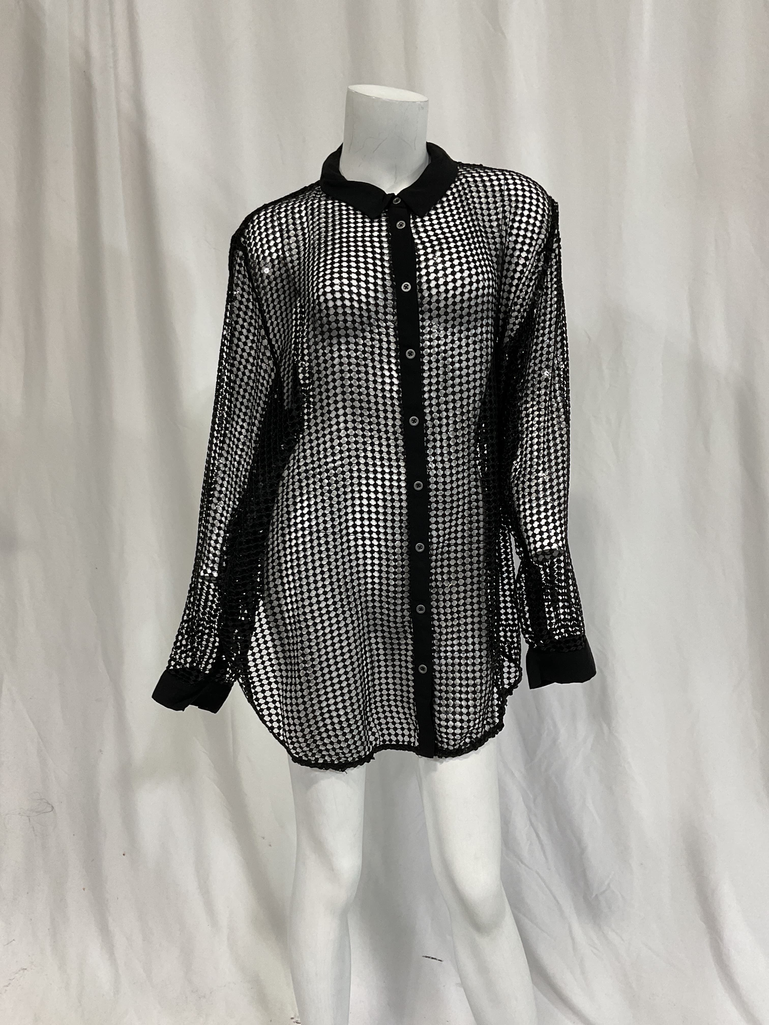 Pilcro Long-Sleeve Chainmail Buttondown Blouse - Image 2