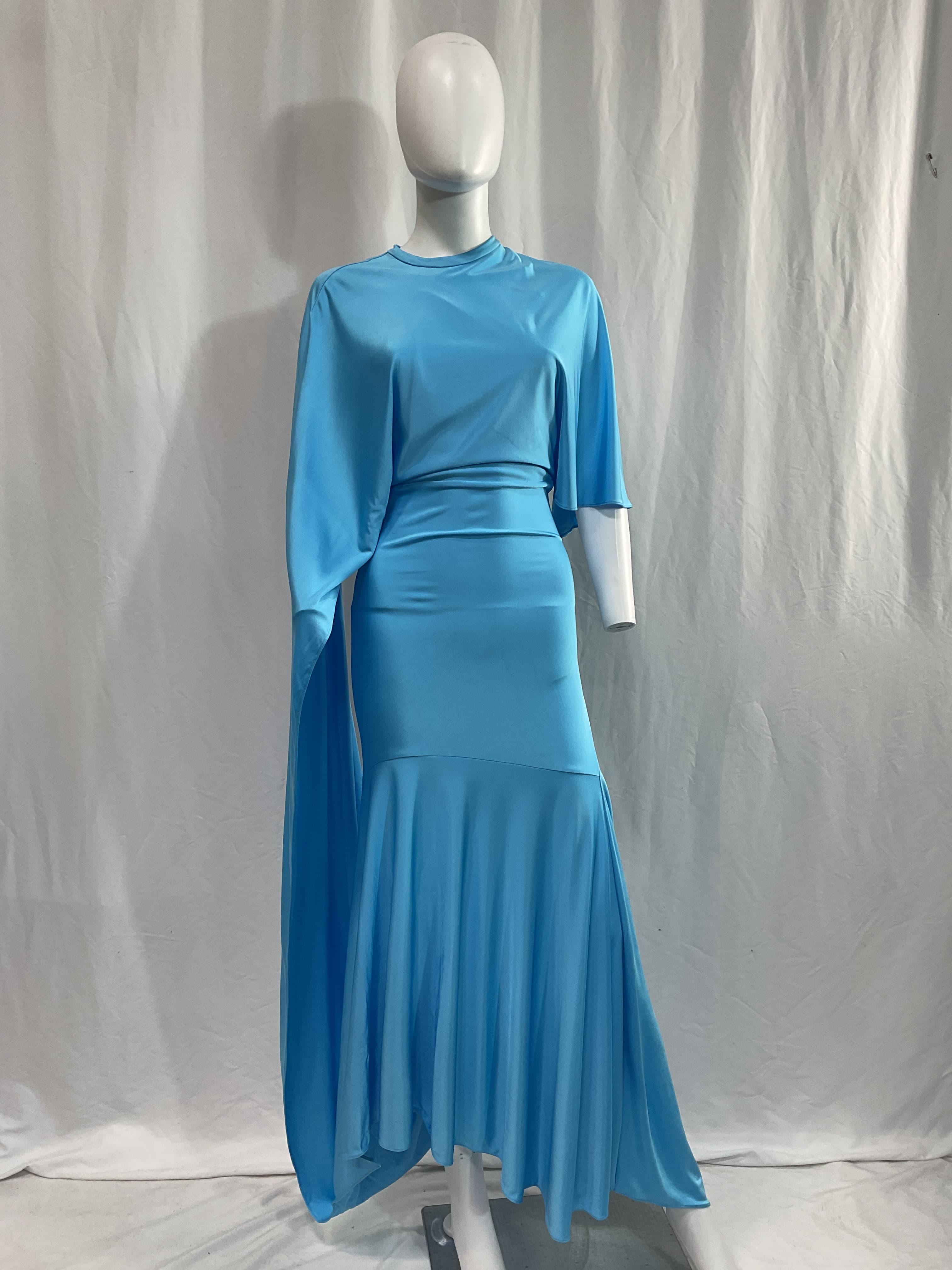 Cape-Effect Asymmetric Jersey Maxi Dress - Image 2