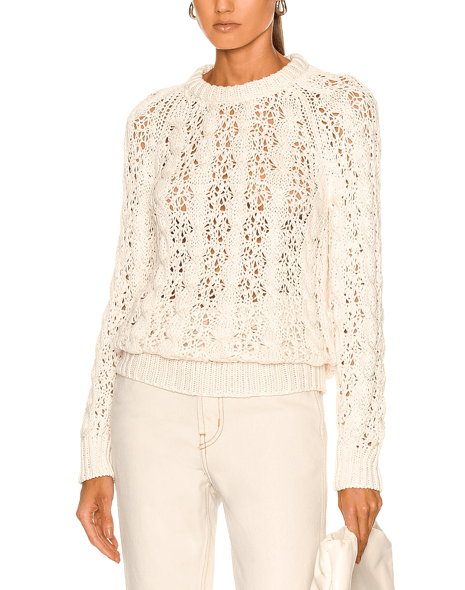 Cable Stitch Sweater In Ivory - Image 1