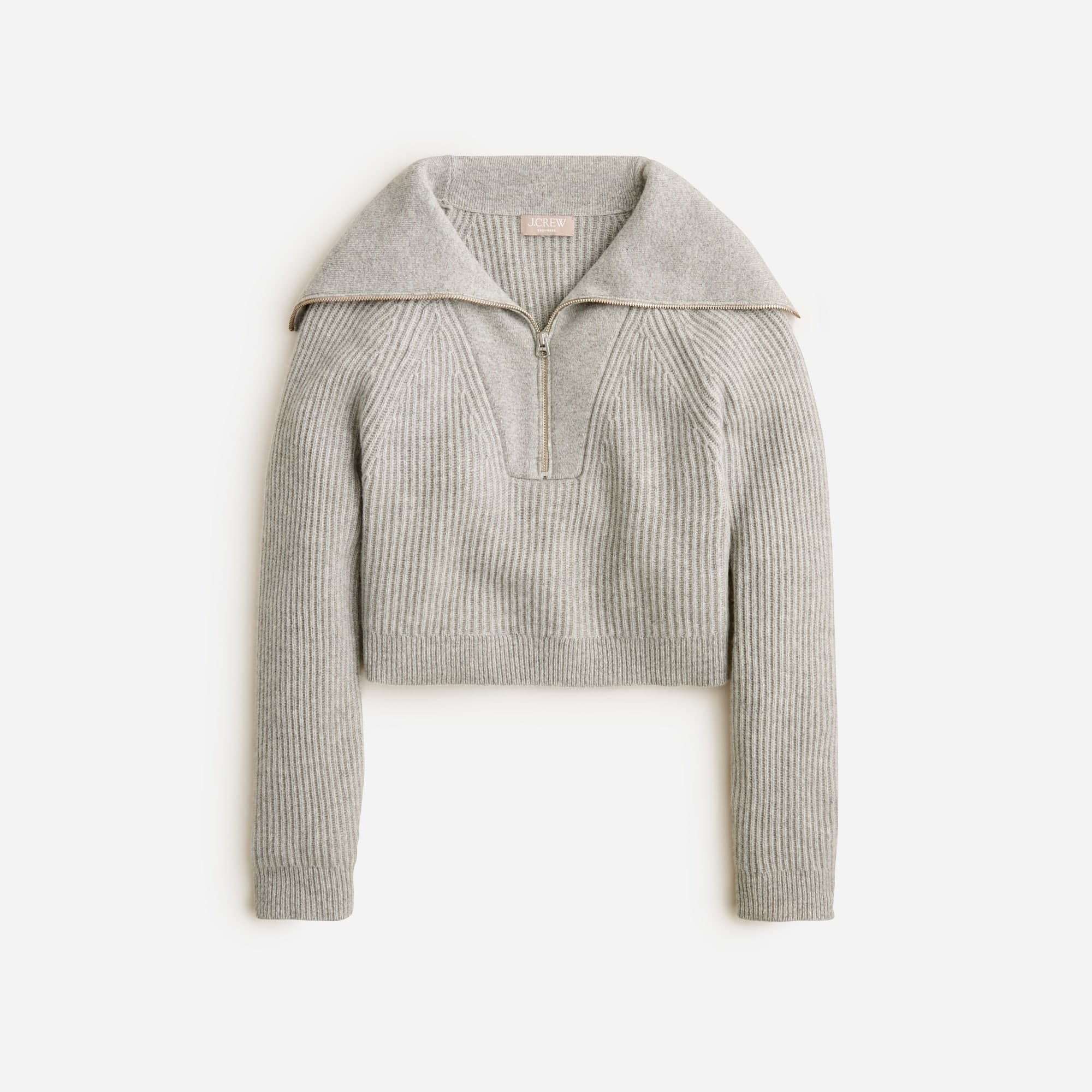 Cashmere shrunken wide-collar half-zip sweater - Image 1
