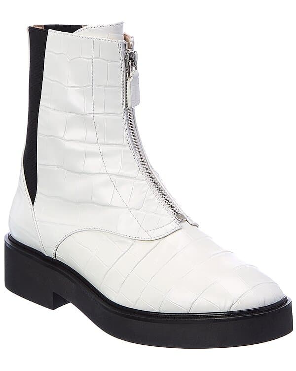 Lodge Zip Croc-Embossed Leather Boot - Image 1