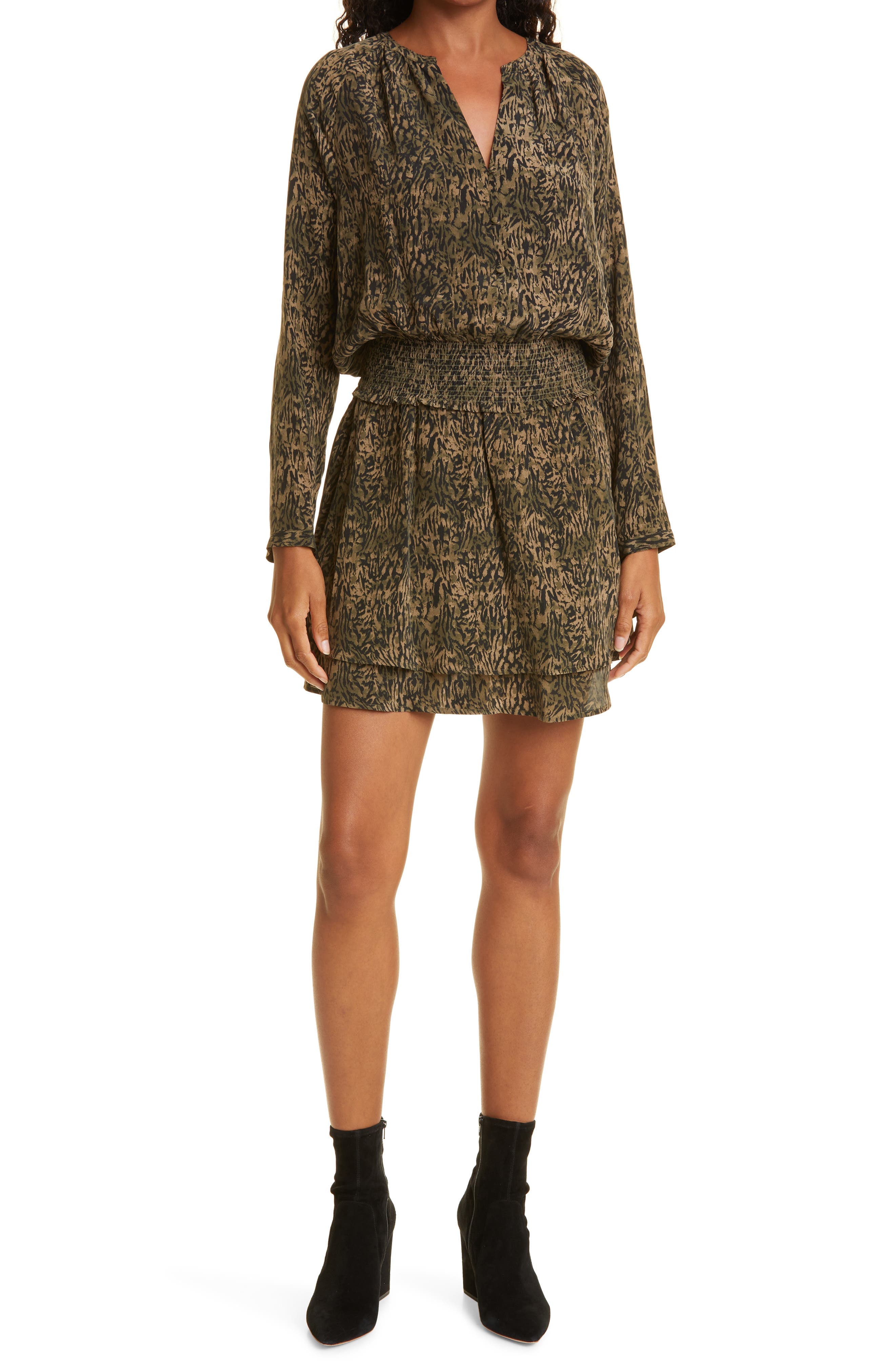 Jasmine Smocked Waist Long Sleeve Minidress - Image 1