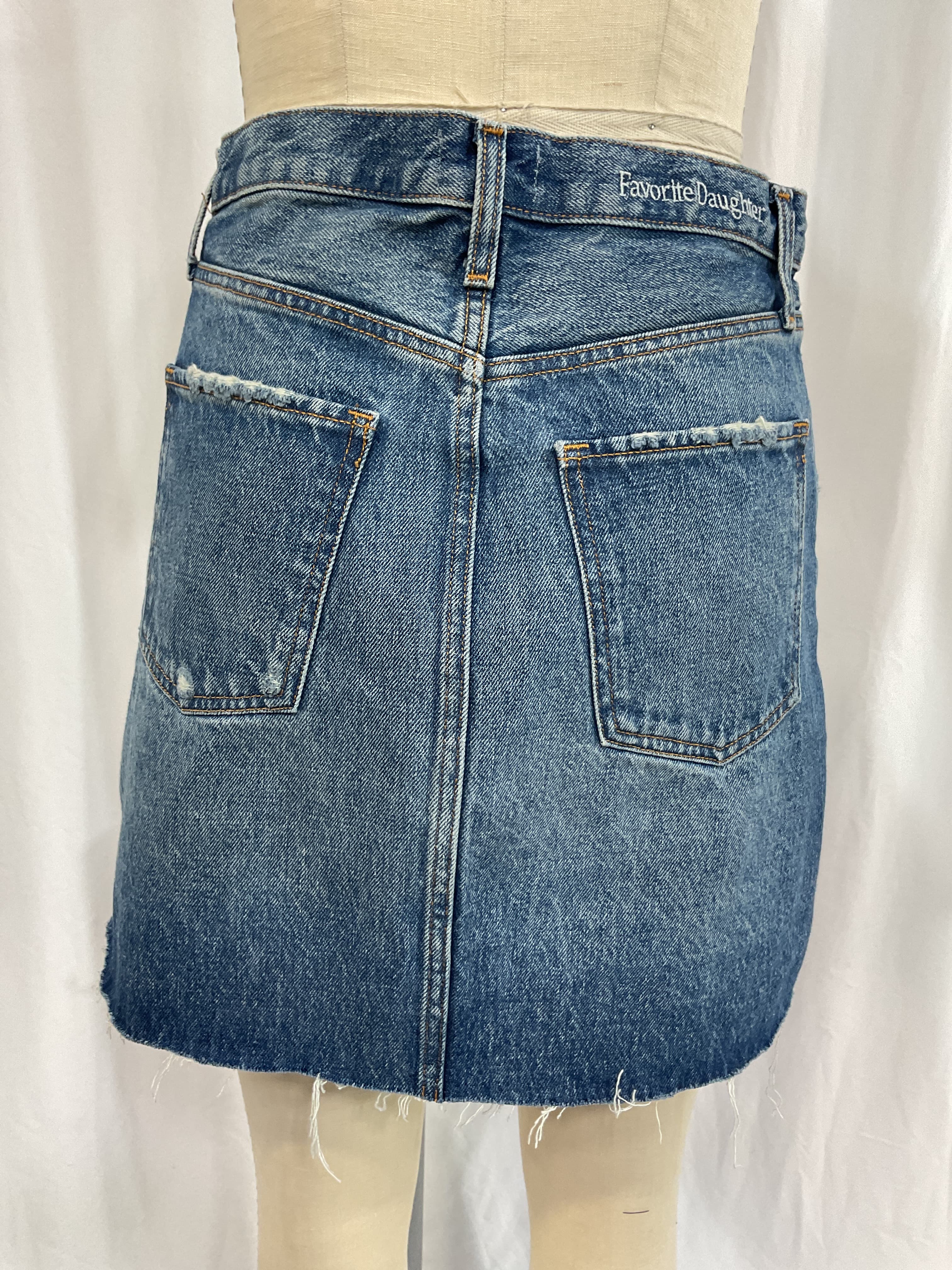 The Sadie Raw Hem High Waist A-Line Denim Miniskirt - Image 4