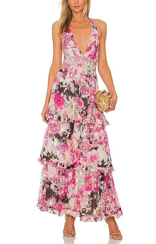 Long Dress In Black & Pink - Image 1