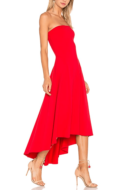 Strapless Hi Low Dress In Perfect Red - Image 1