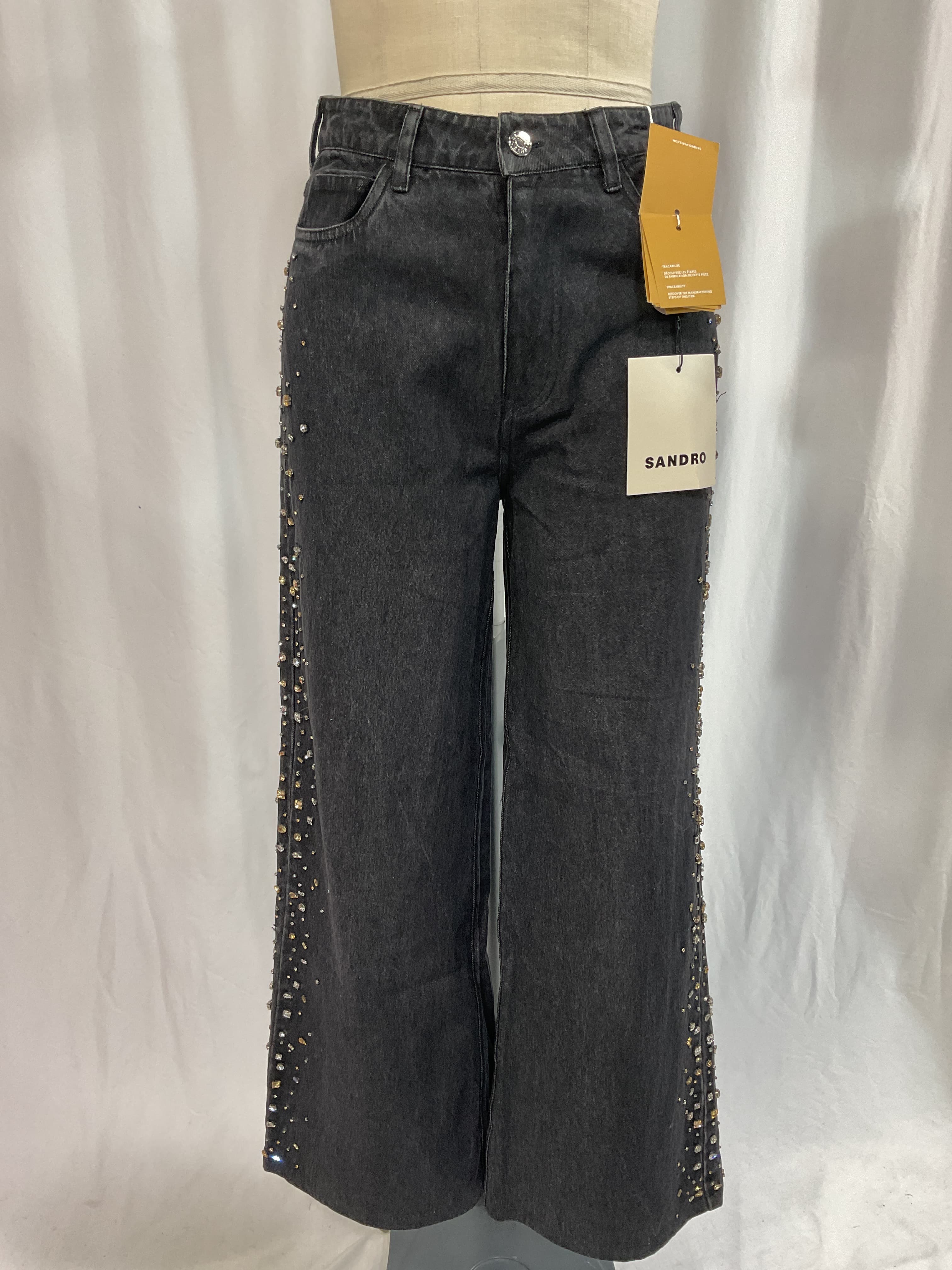 Wide-Leg Rhinestone Jeans - Image 2