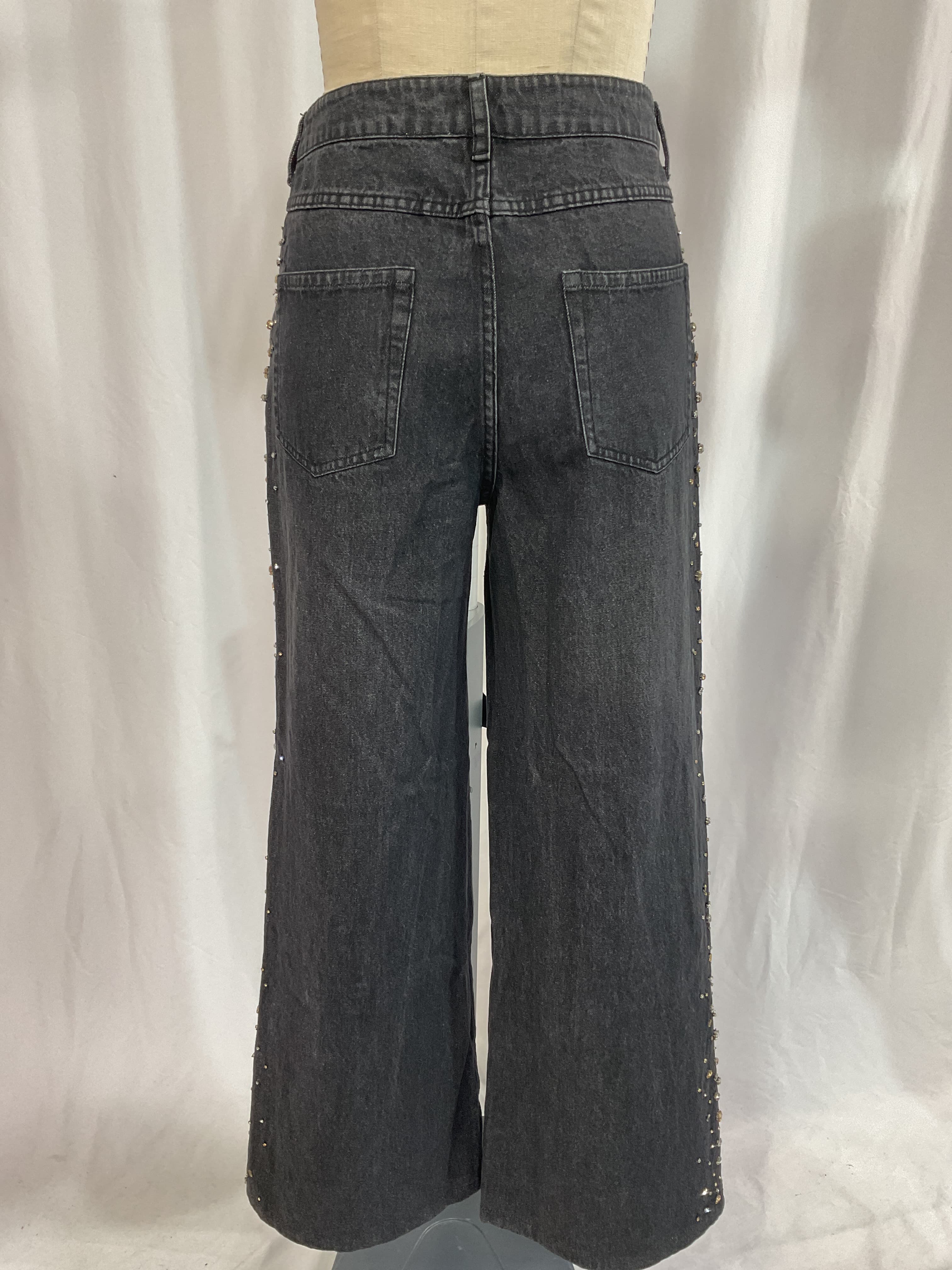 Wide-Leg Rhinestone Jeans - Image 3