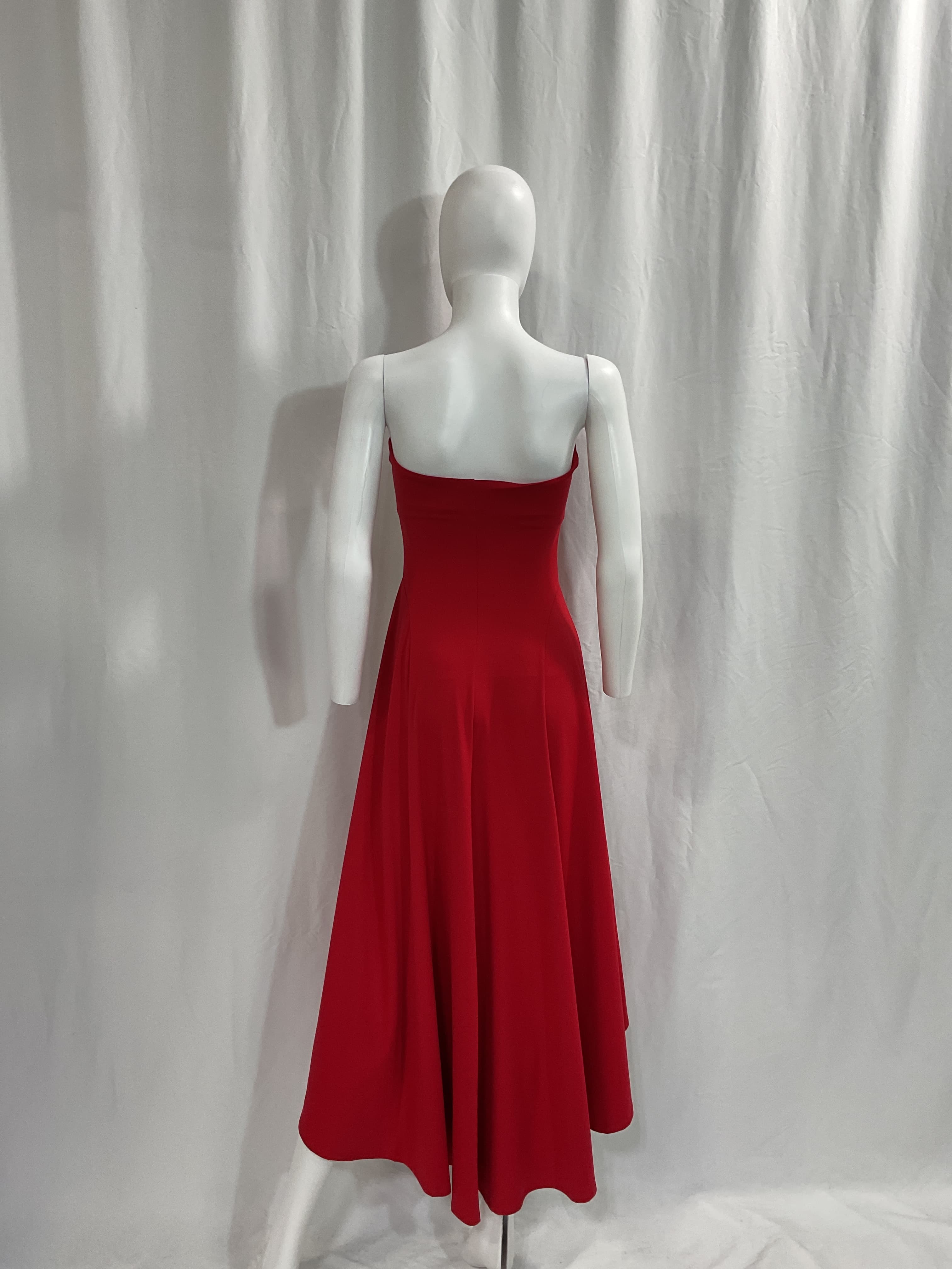 Strapless Hi Low Dress In Perfect Red - Image 2