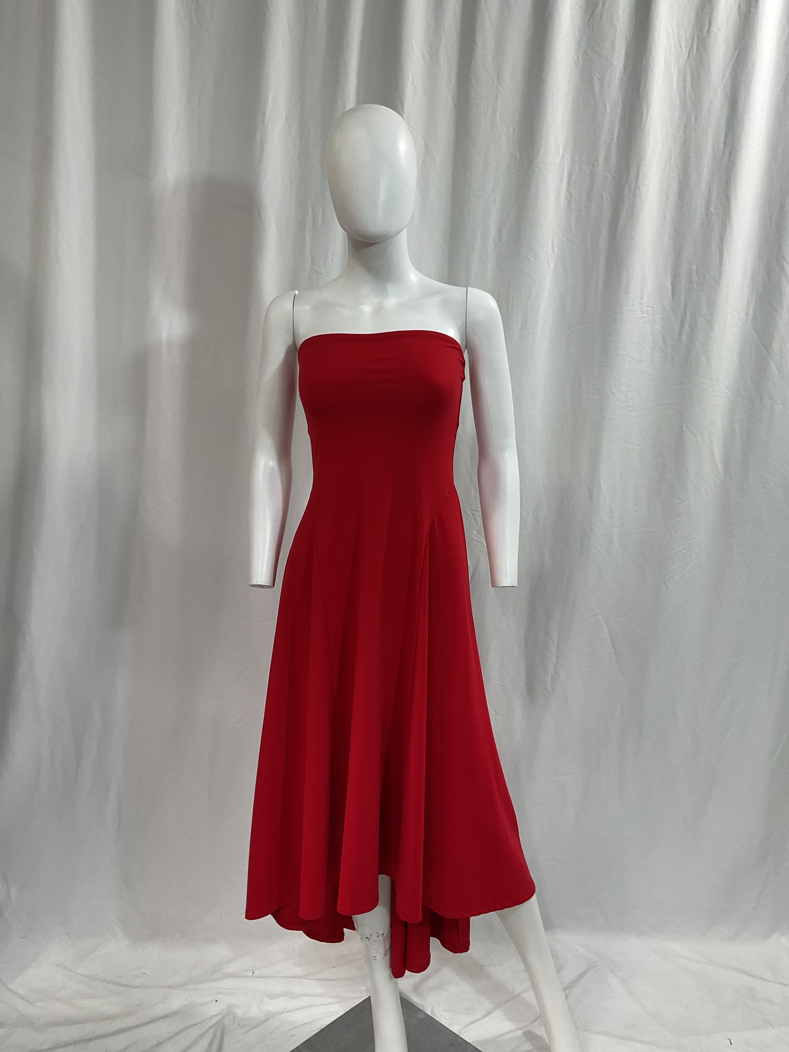 Strapless Hi Low Dress In Perfect Red - Image 3