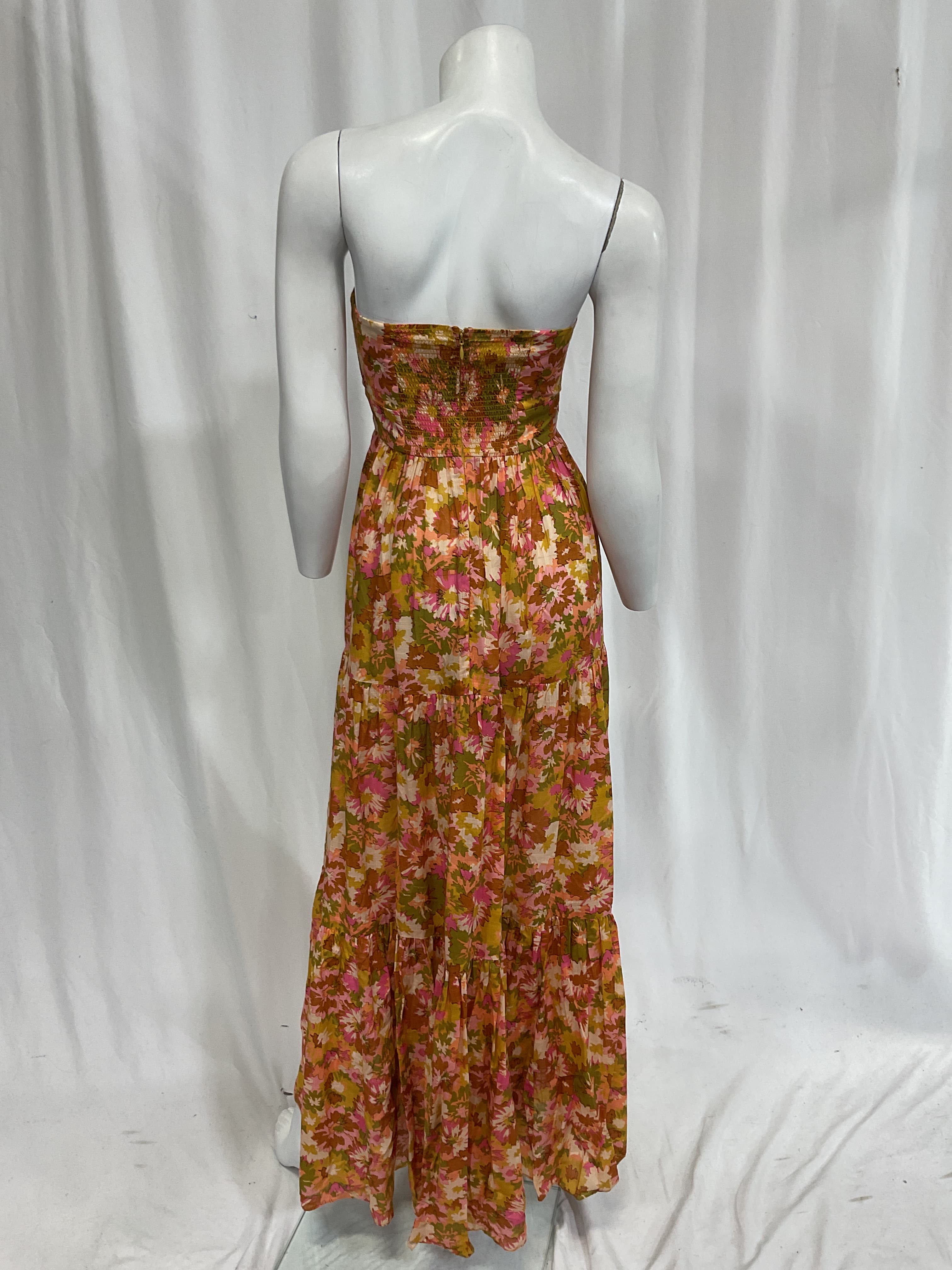 Violet Tie Midi Dress In Khaki Multi Floral - Image 2