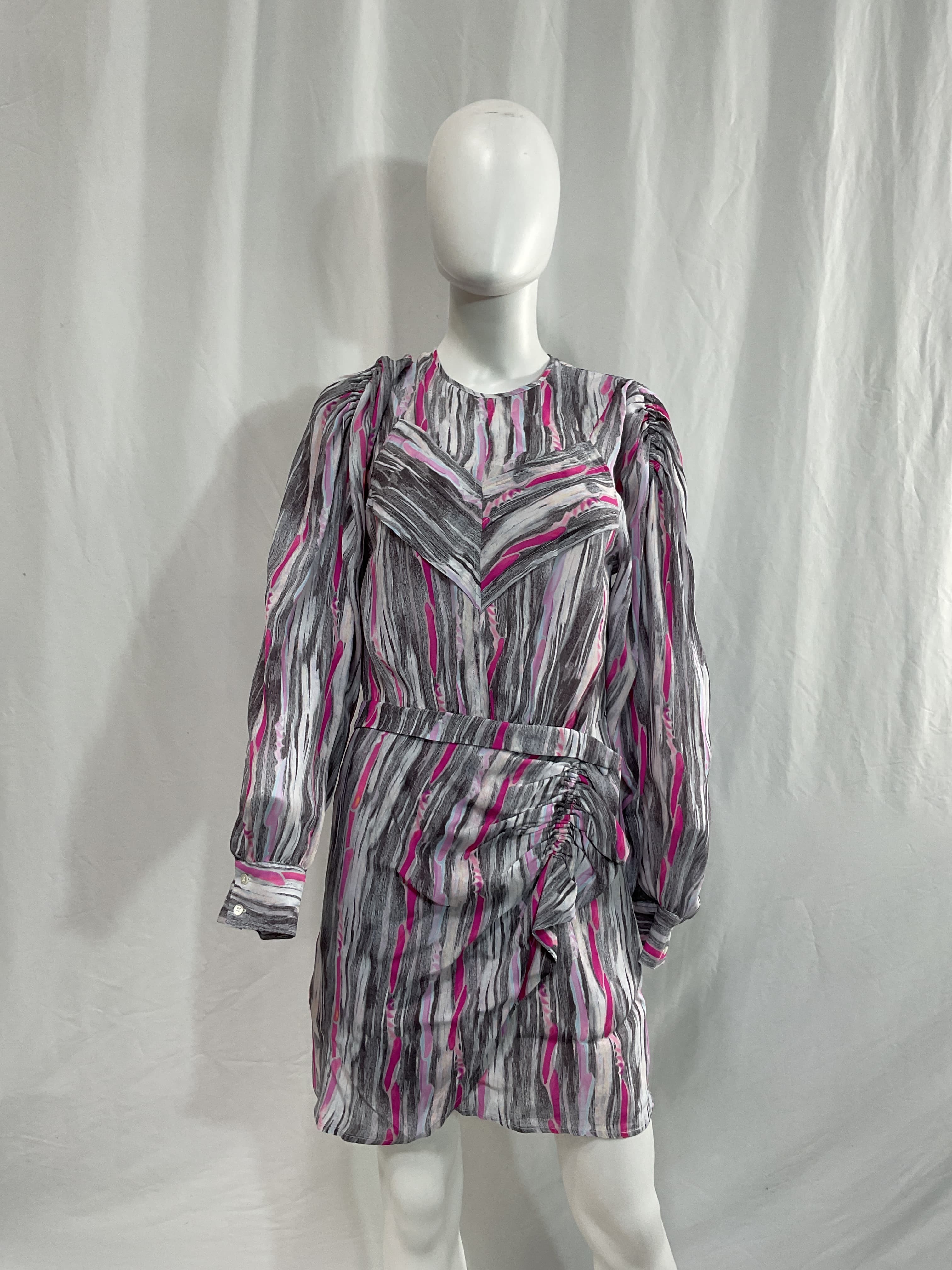 Isiari Mini Dress In Grey & Pink - Image 3