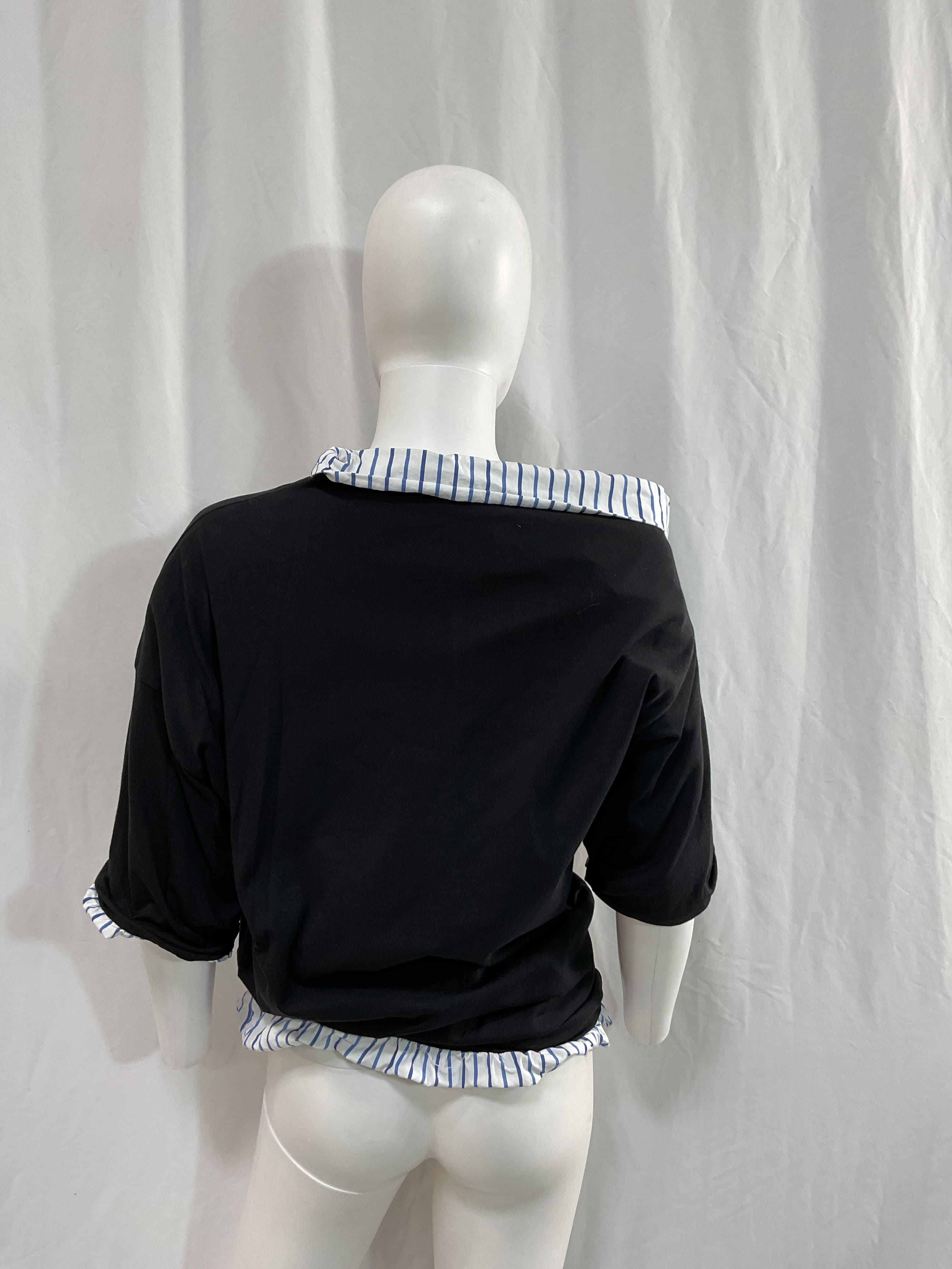 Twisted Striped Cotton-Poplin And Draped Cotton-Jersey T-Shirt - Image 4