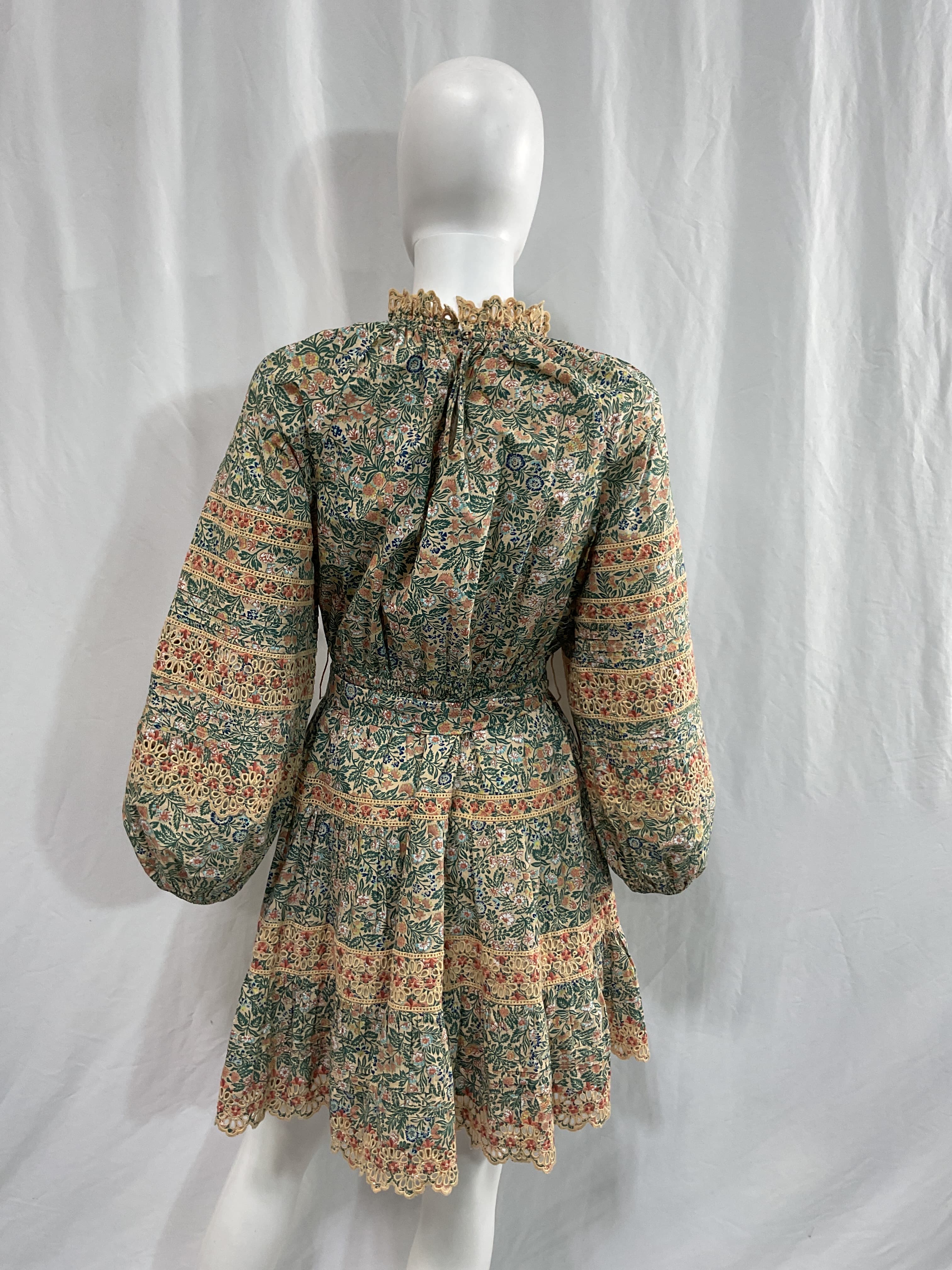 Ardith Belted Broderie Anglaise-Trimmed Floral-Print Cotton-Poplin Mini Dress - Image 3