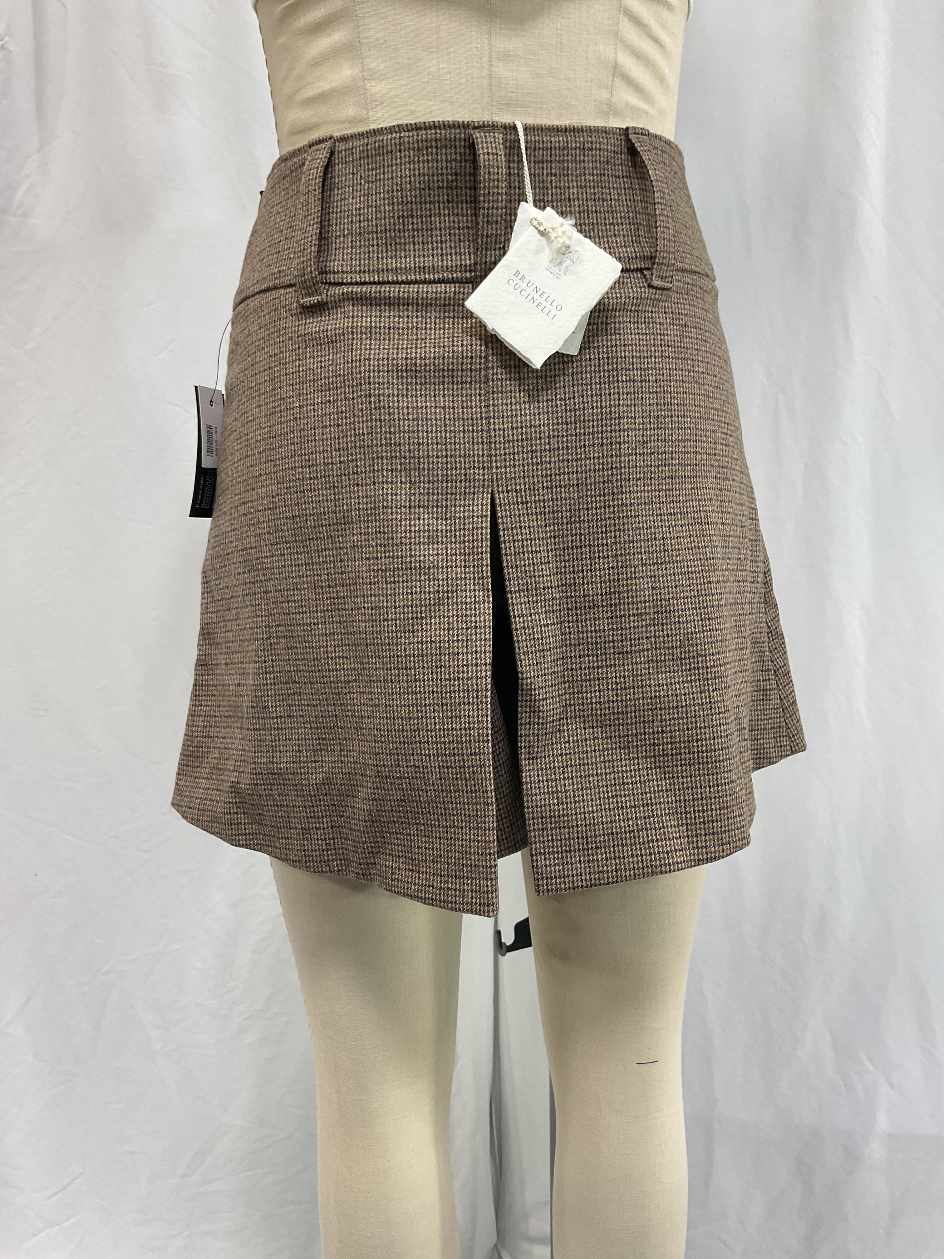 Bead-Embellished Checked Wool-Blend Shorts - Image 3