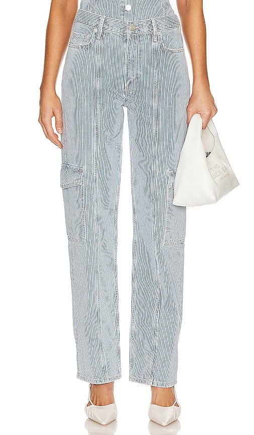 Diana Denim Utility Pant In Ice Blue Stripe - Image 1
