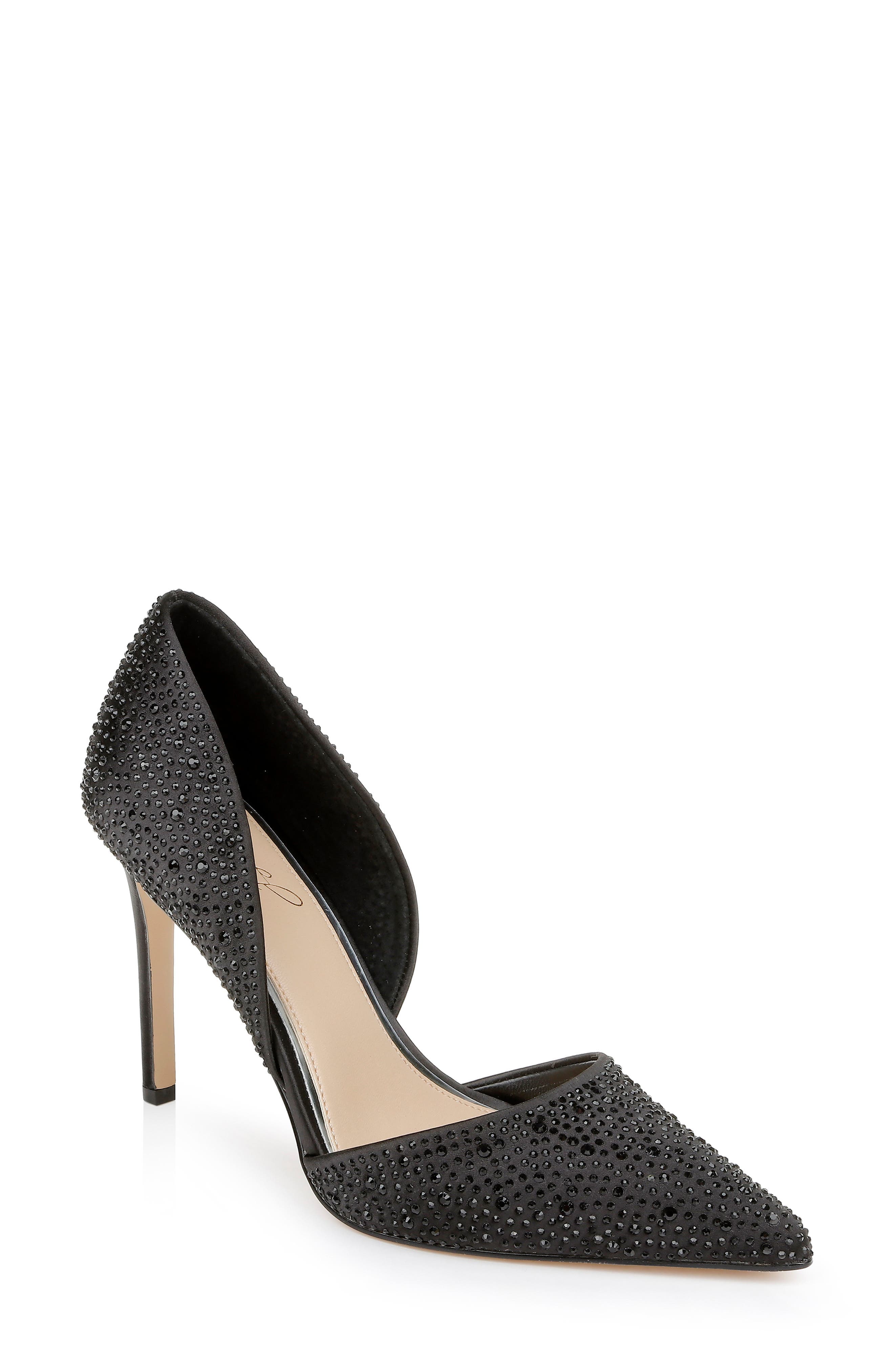 Justise Pointy Toe Embellished Satin D'orsay Pump - Image 1