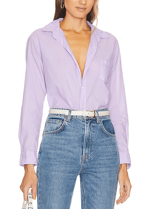 Barry Woven Button Up In Lilac - Image 1