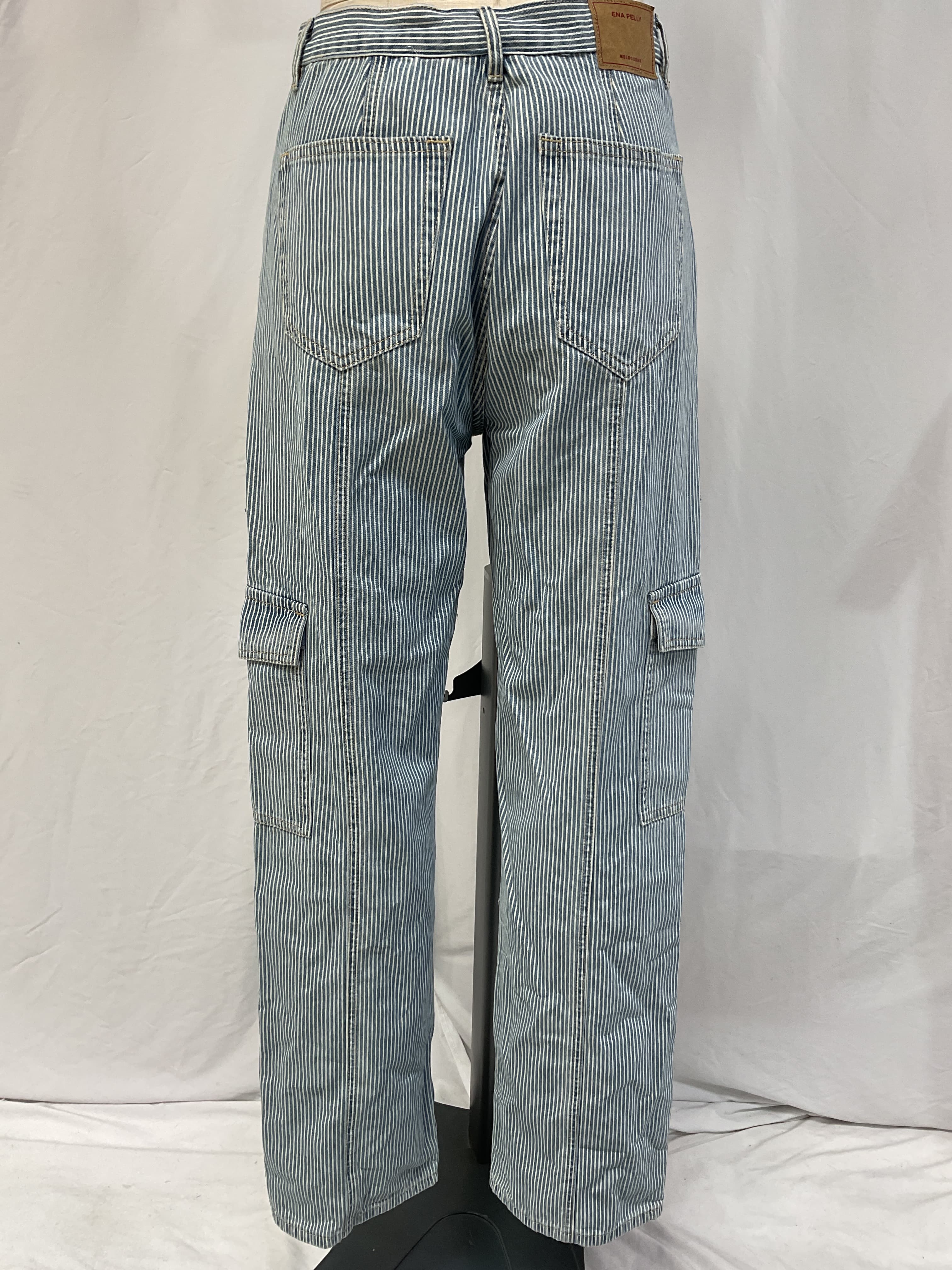 Diana Denim Utility Pant In Ice Blue Stripe - Image 3