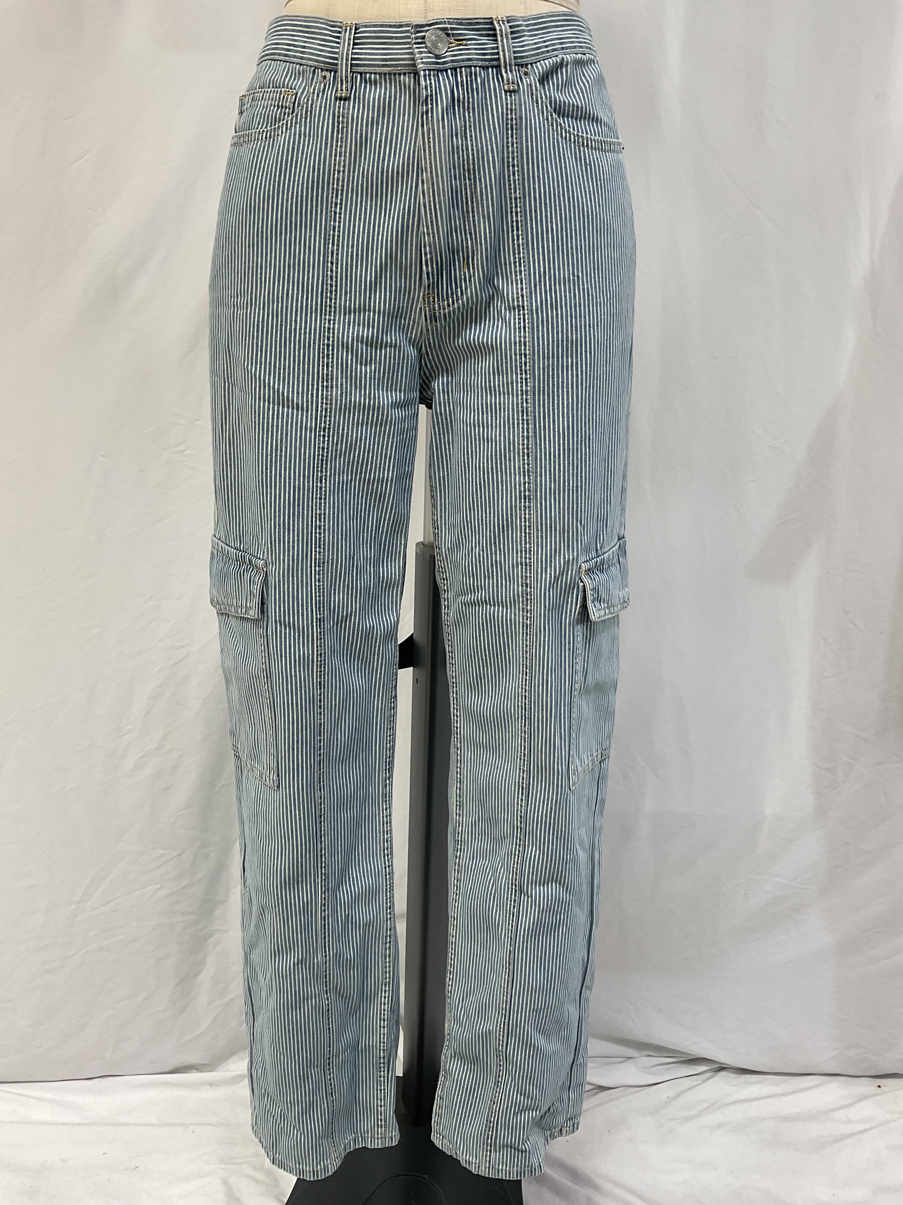 Diana Denim Utility Pant In Ice Blue Stripe - Image 2