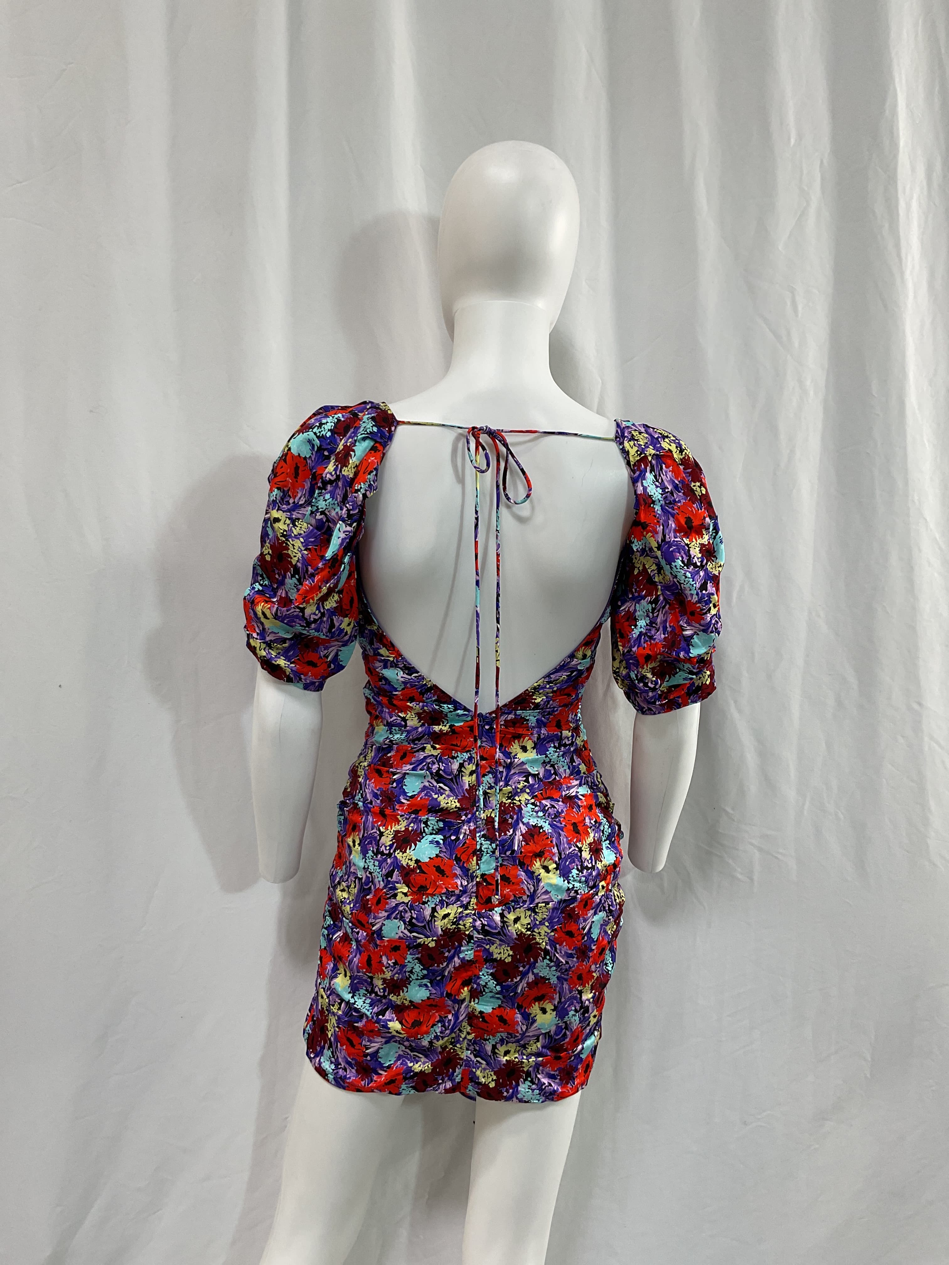 Chiara Puff Sleeve Mini Dress In Purple - Image 2