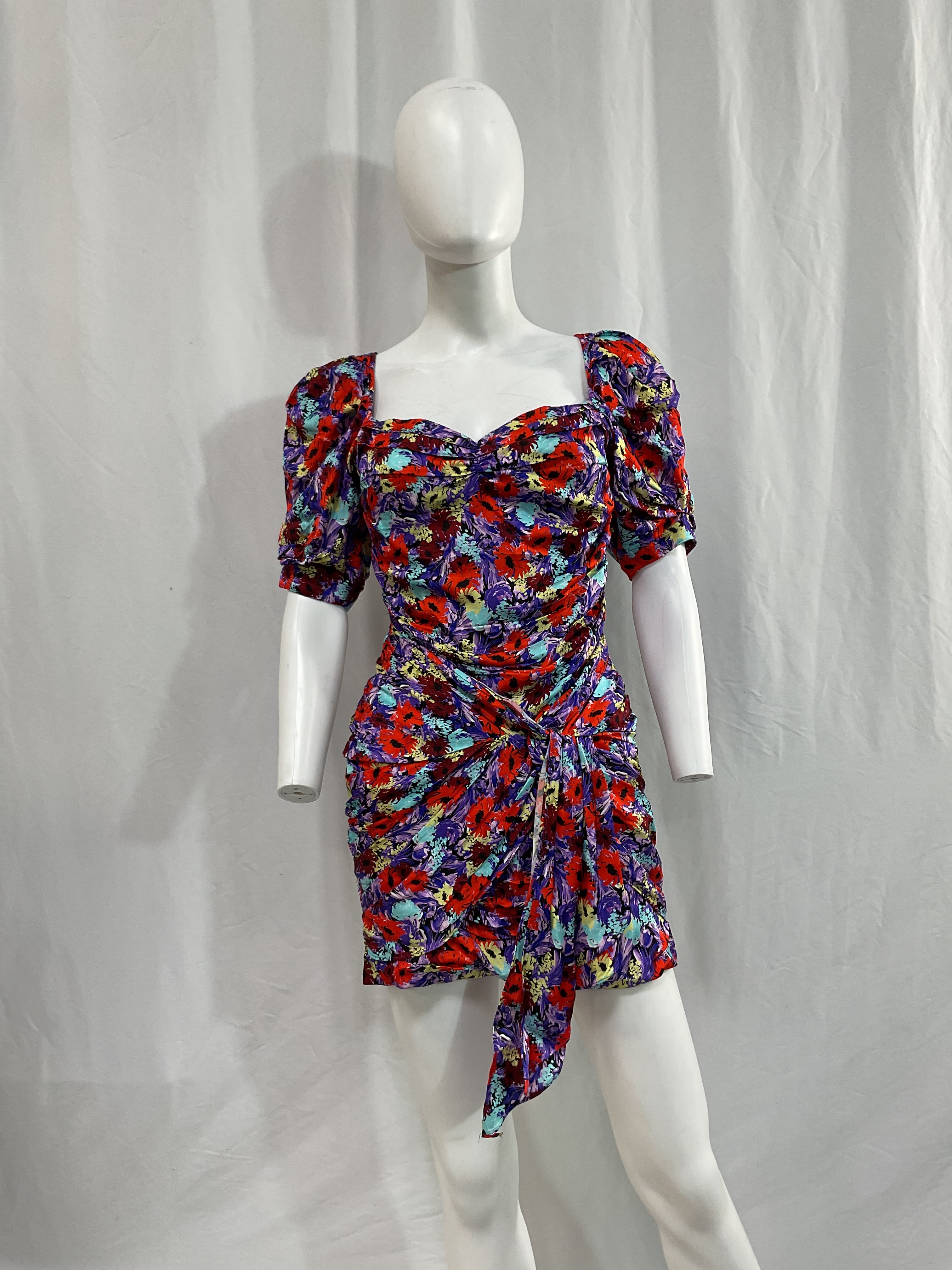 Chiara Puff Sleeve Mini Dress In Purple - Image 3