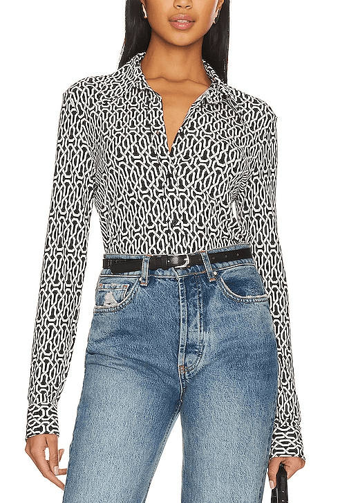 Celestine Shirt In Art Deco Black & Ivory - Image 1